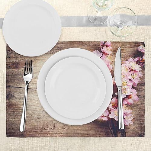 Miniatura 442 de Ambesonne Juego de 4 manteles individuales amarillos y azules, diseño de flores de primavera, flores vibrantes, manteles individuales de tela Azul