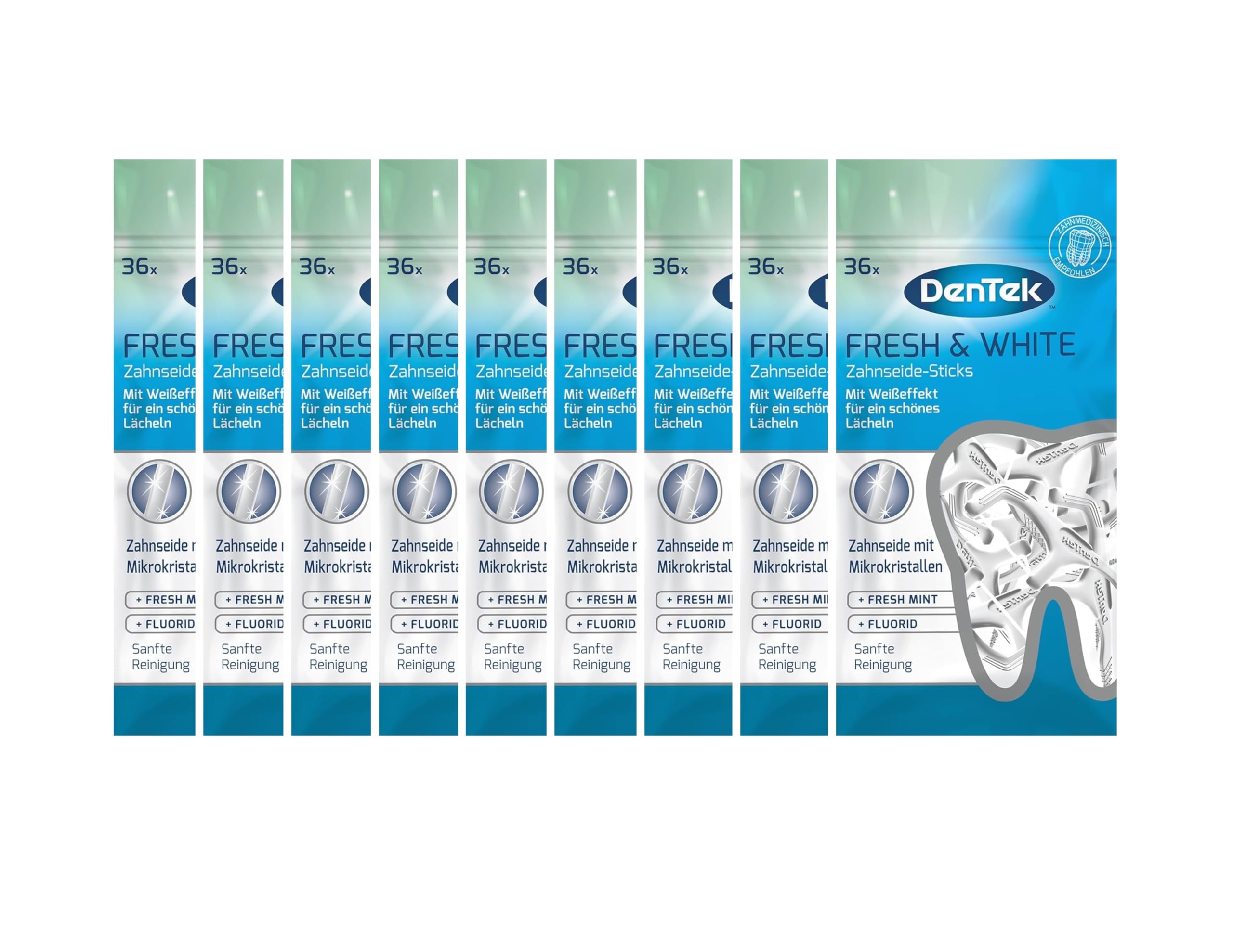 9 x DenTek Fresh & White patyczki z nicią dentystyczną