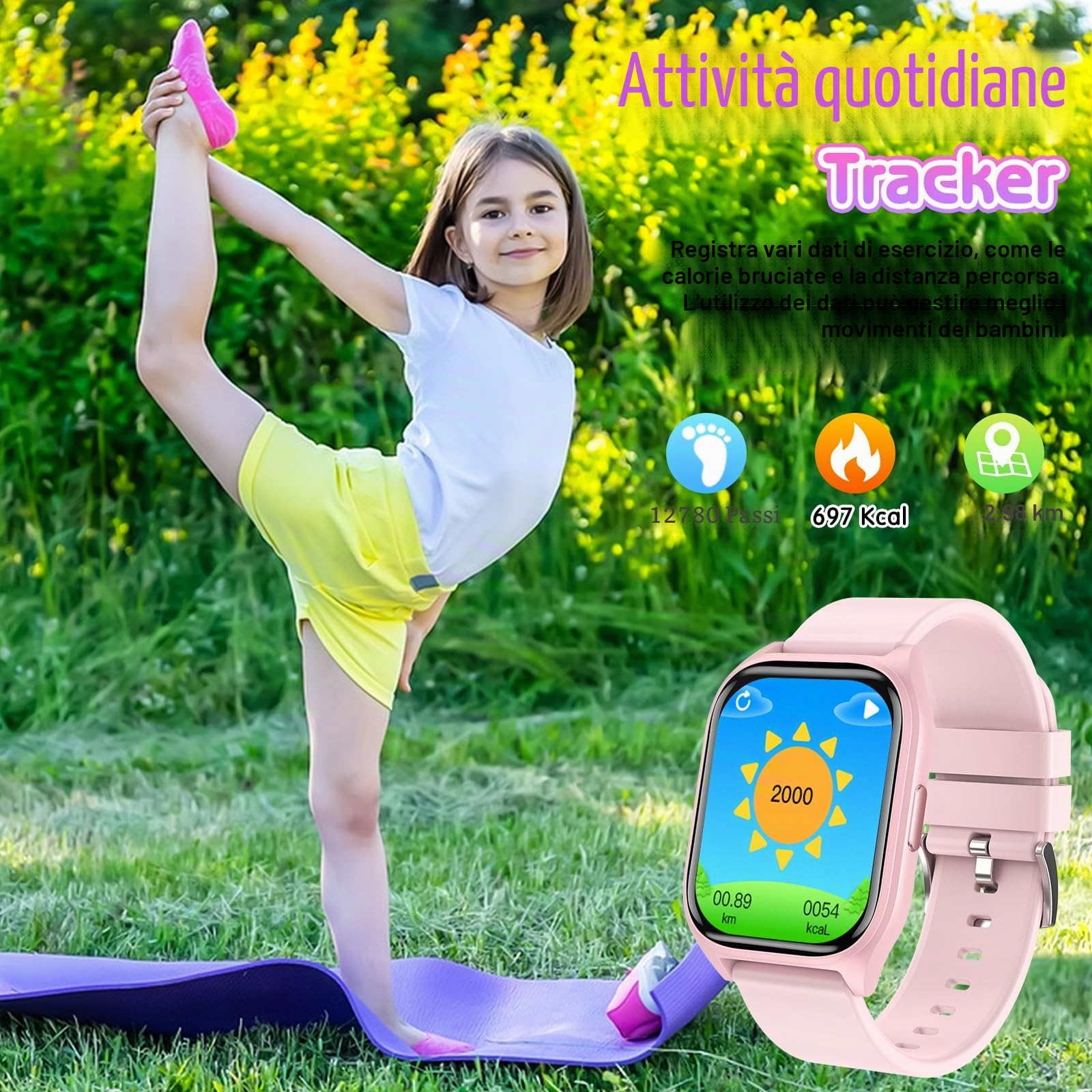 clleylise Orologio intelligente per bambini, smartwatch per bambini, con monitoraggio del sonno, 19 modalità di allenamento, contatore di calorie, sveglia, regalo per ragazzi, ragazze e ragazzi dai 5