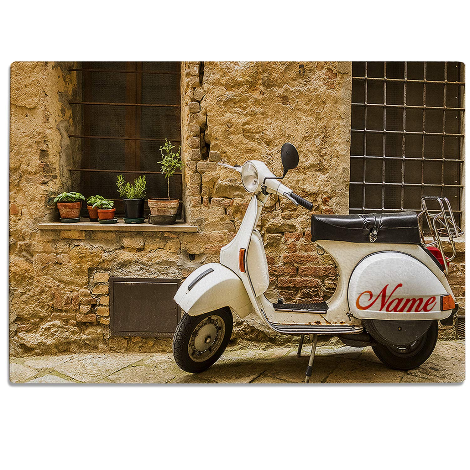 Personalised Vespa Chopping Board Lambretta Scooter Custom Glass Worktop Saver Cutting Kitchen Surface Protector - 30 x 40cm Birthday Gift SH272