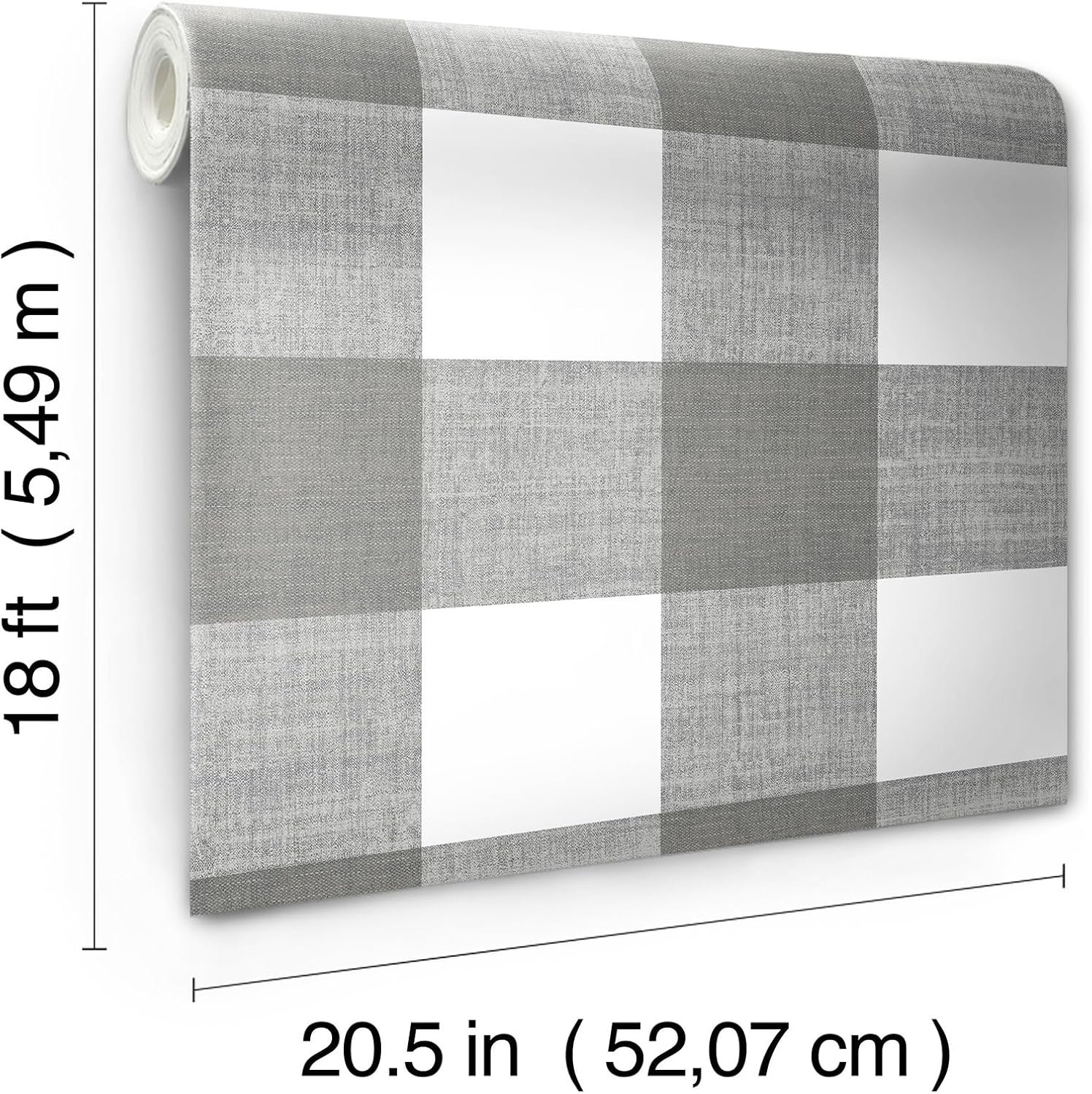 Grey and White Plaid Self-Adhesive Removable Wallpaper