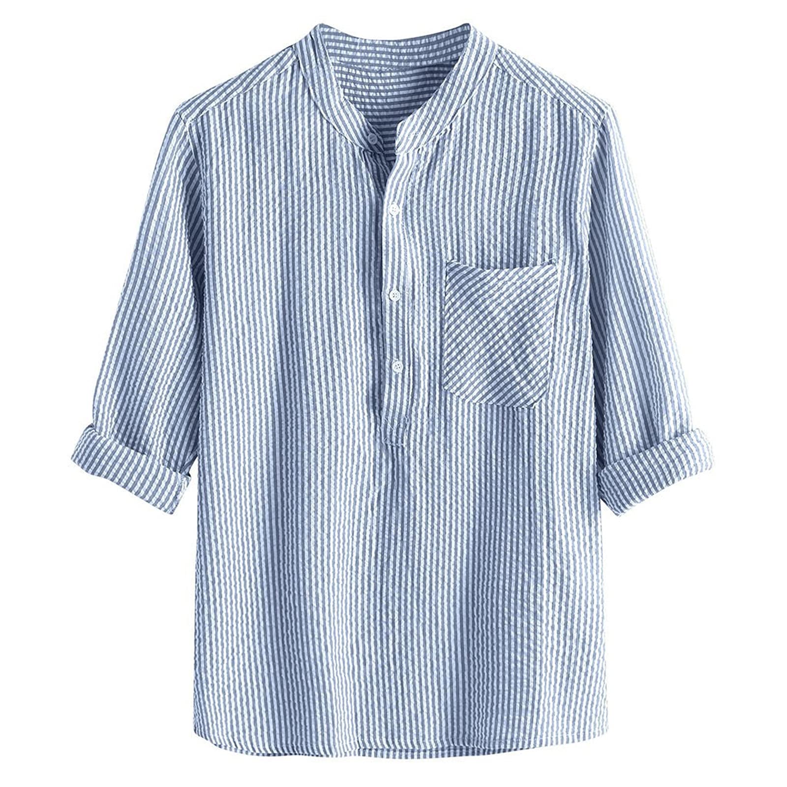 HUTcPNy Camisa Estampada Verano Hombre, Camiseta para Hombre Manga Corta Camisa Hawaiana Hombre Funky, Casuales Botones Informal Camisas Vintage Hawaiana Estampado, Azul-a, M