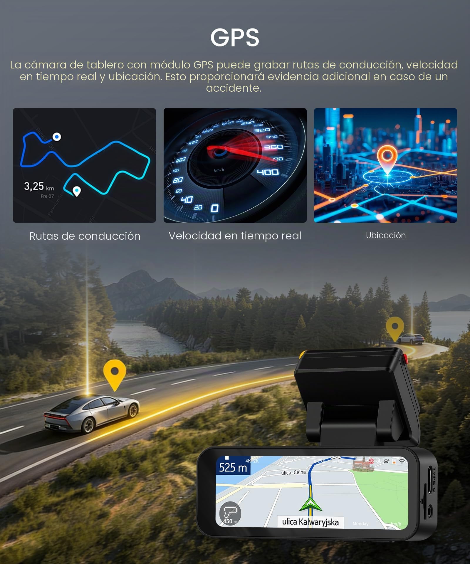 Rimoody 4K 2 Canal WiFi Dashcam para Coche 4K+2K Delantera y Trasera, 3.16" IPS Pantalla Dash CAM con GPS WiFi & Control de App, ADAS & BSD & LCA, IR Nachtsicht, G-Sensor, Vídeo en Bucle, 24H Monitor