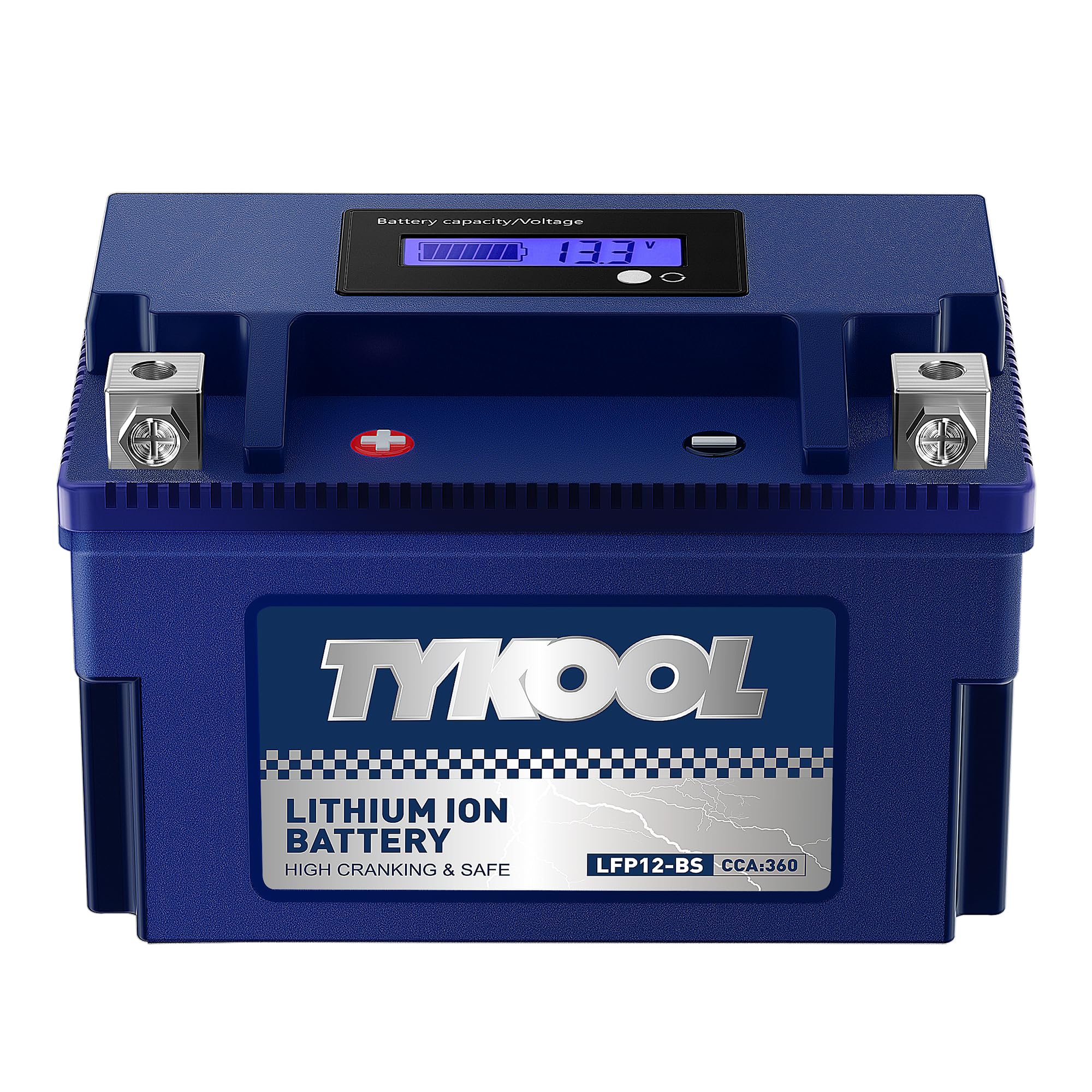 YTX12-BS High Performance LiFePO4 Lithium Motorcycle Battery,360CCA,12V 6Ah,Digital Readout,Fits for Honda TRX250 Recon,Suzuki LT-F250 Ozark,BRP (CAN-AM) DS250 ATV,Polaris RZR UTV,Vespa 300cc Scooter