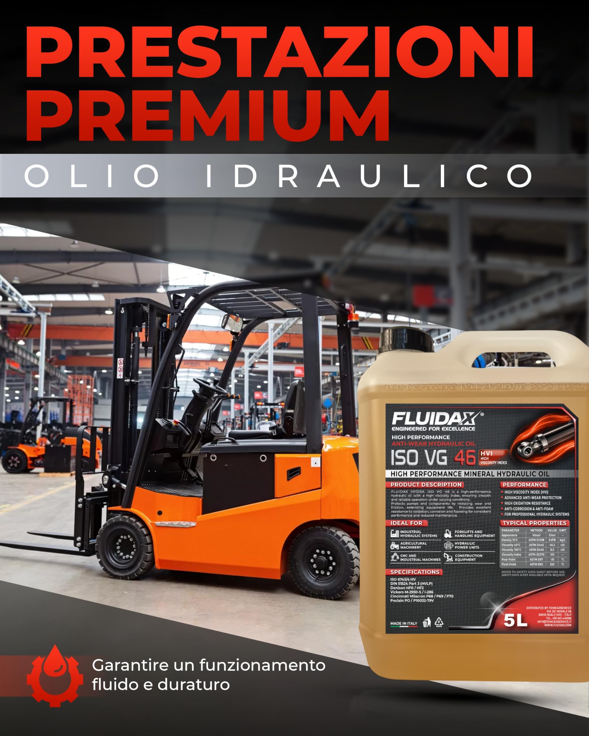 Aceite Hidráulico ISO VG 46 HVI 5 Litros – Alto Rendimiento, Antidesgaste y Alta Estabilidad Térmica – Para Sistemas Hidráulicos, Maquinaria Industrial y Agrícola
