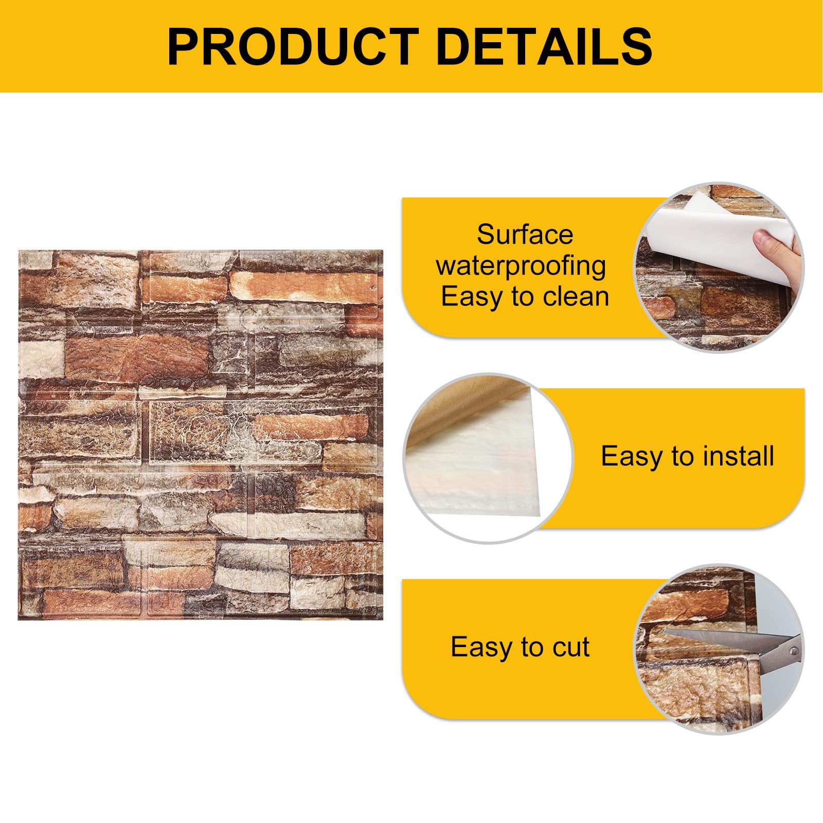 QUARKZMAN 3D Pared Paneles Pelar y Pegar, 30uds Espuma Ladrillo Tapiz Papel para Dormitorio Imitación Piedra Pared Panel Autoadhesivo Tapiz Papel (Marrón Ladrillo)