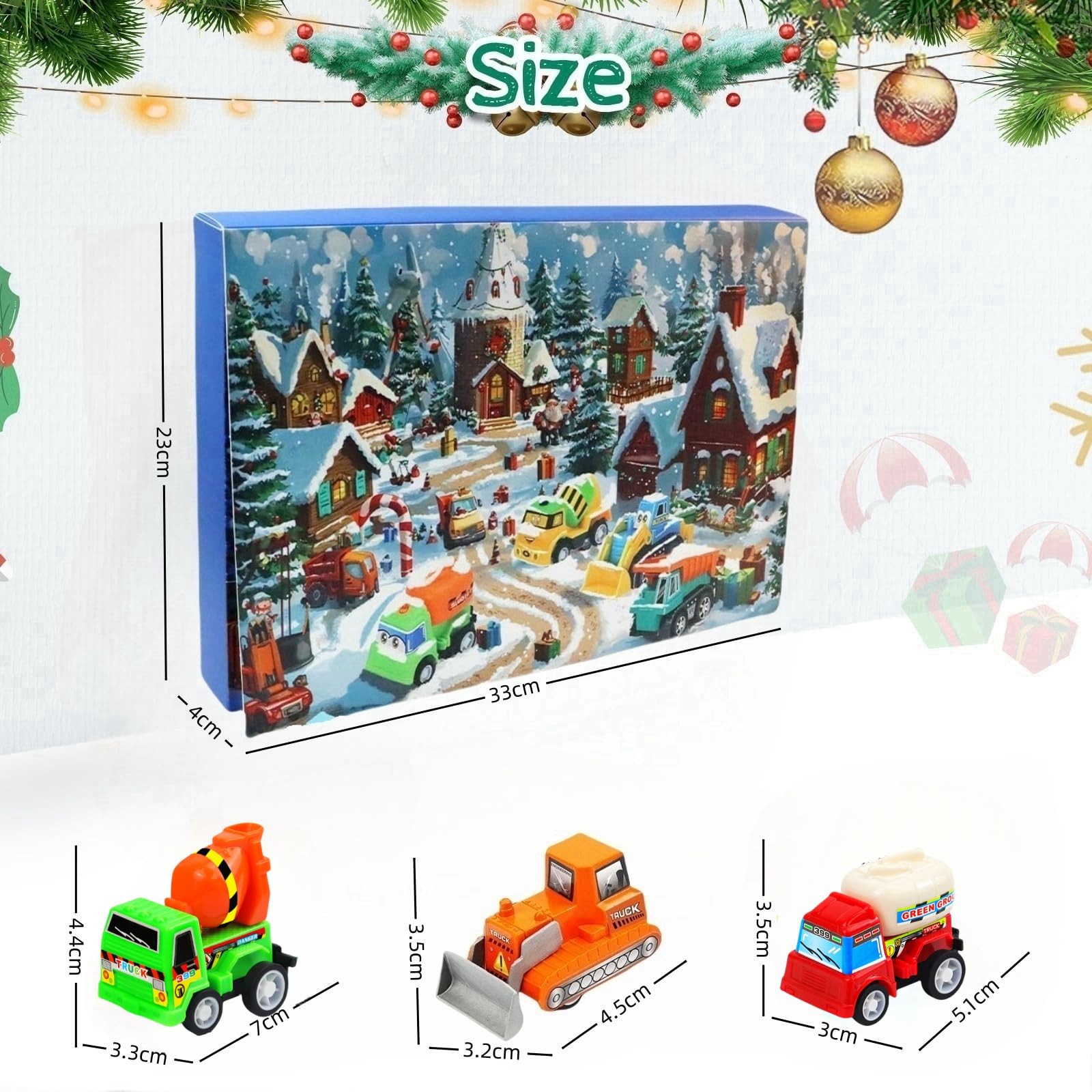 Calendario dell'Avvento 2025 - Set di 24 macchinine in miniatura con aerei, camion, camion dei