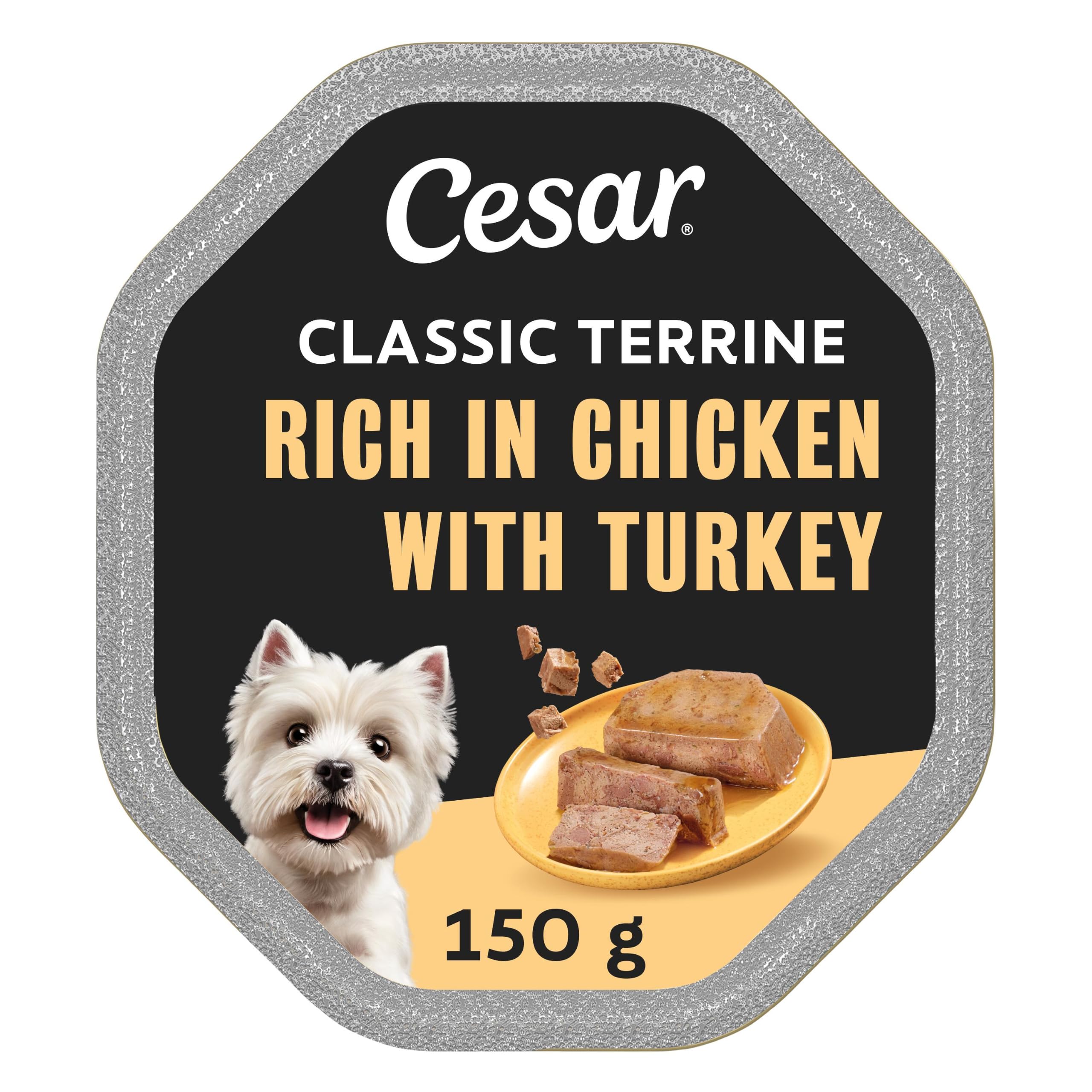 14 x 150g Cesar Classics Adult Wet Dog Food Trays Chicken & Turkey in Loaf