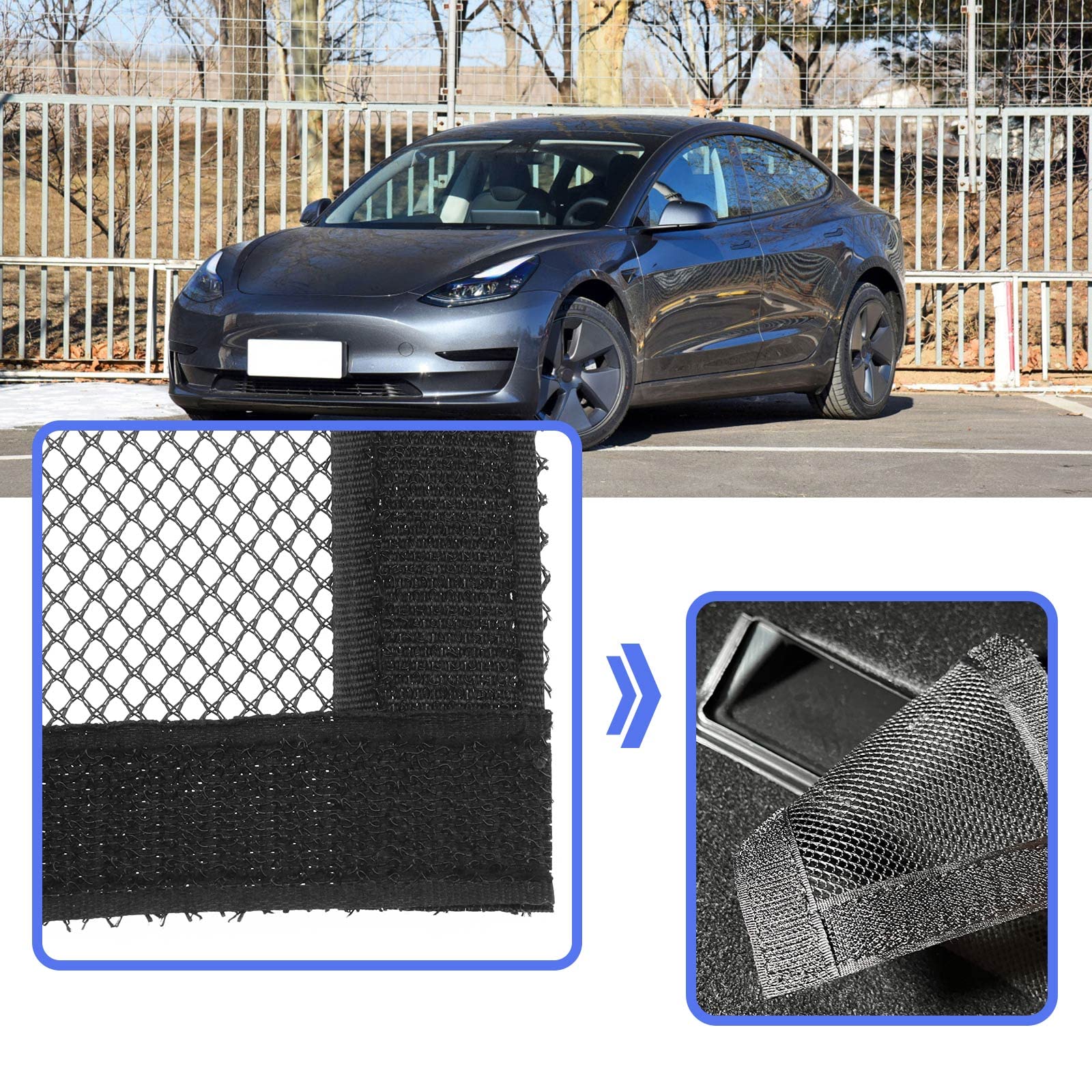EMSea 2PCS Car Under Seat Air Vent Cover Compatible with Model Y Model 3 Air Outlet Anti-Blocking Mesh Grilles Protector 25x11.8cm Black - Image 4