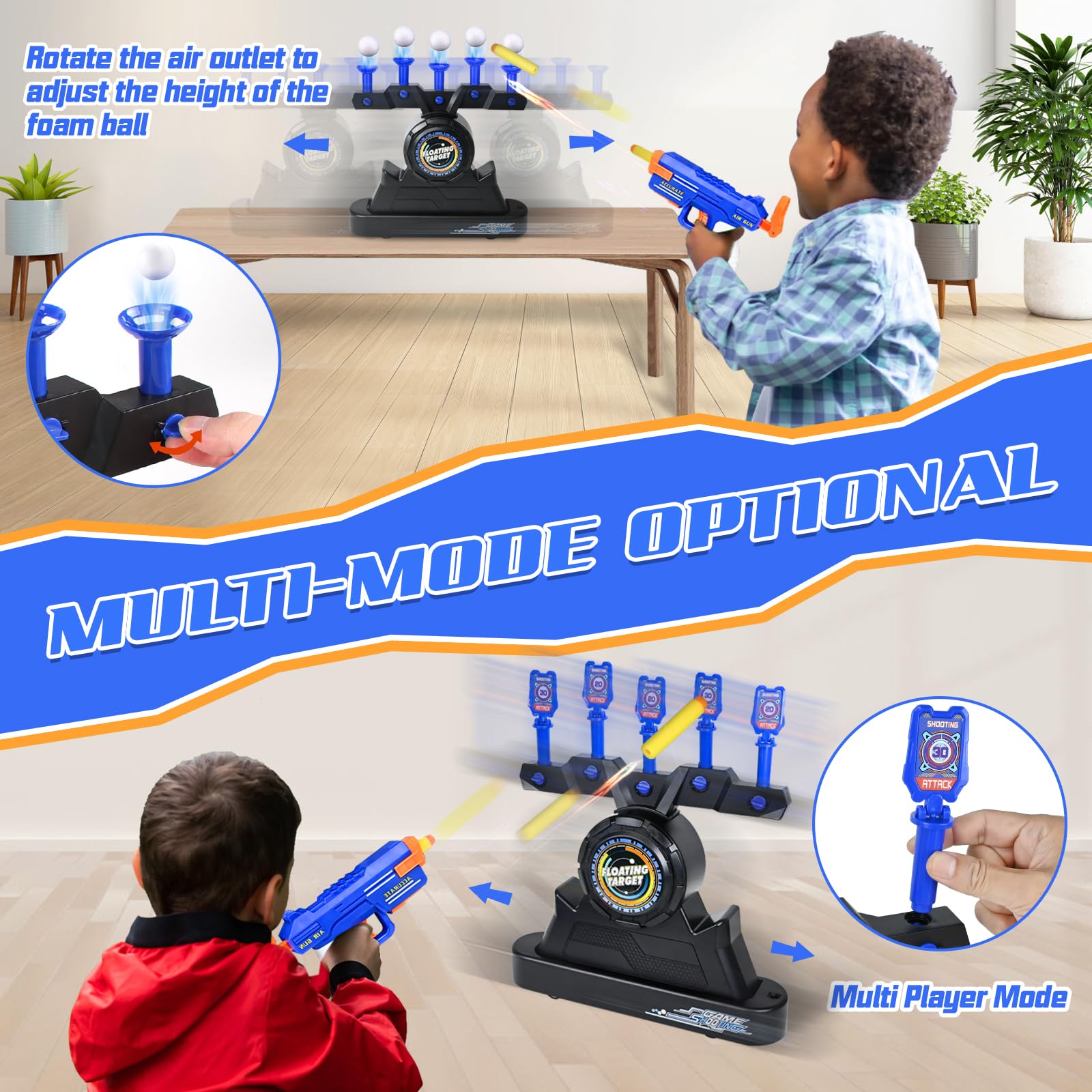 Joellfuner Cible Nerf Électronique Hover – Jeu De Tir Avec Pistolet Enfant + 10 Billes Mousse + 10 Balles Souples – Idéal Anniversaire, Noël Garçons 3+ Ans