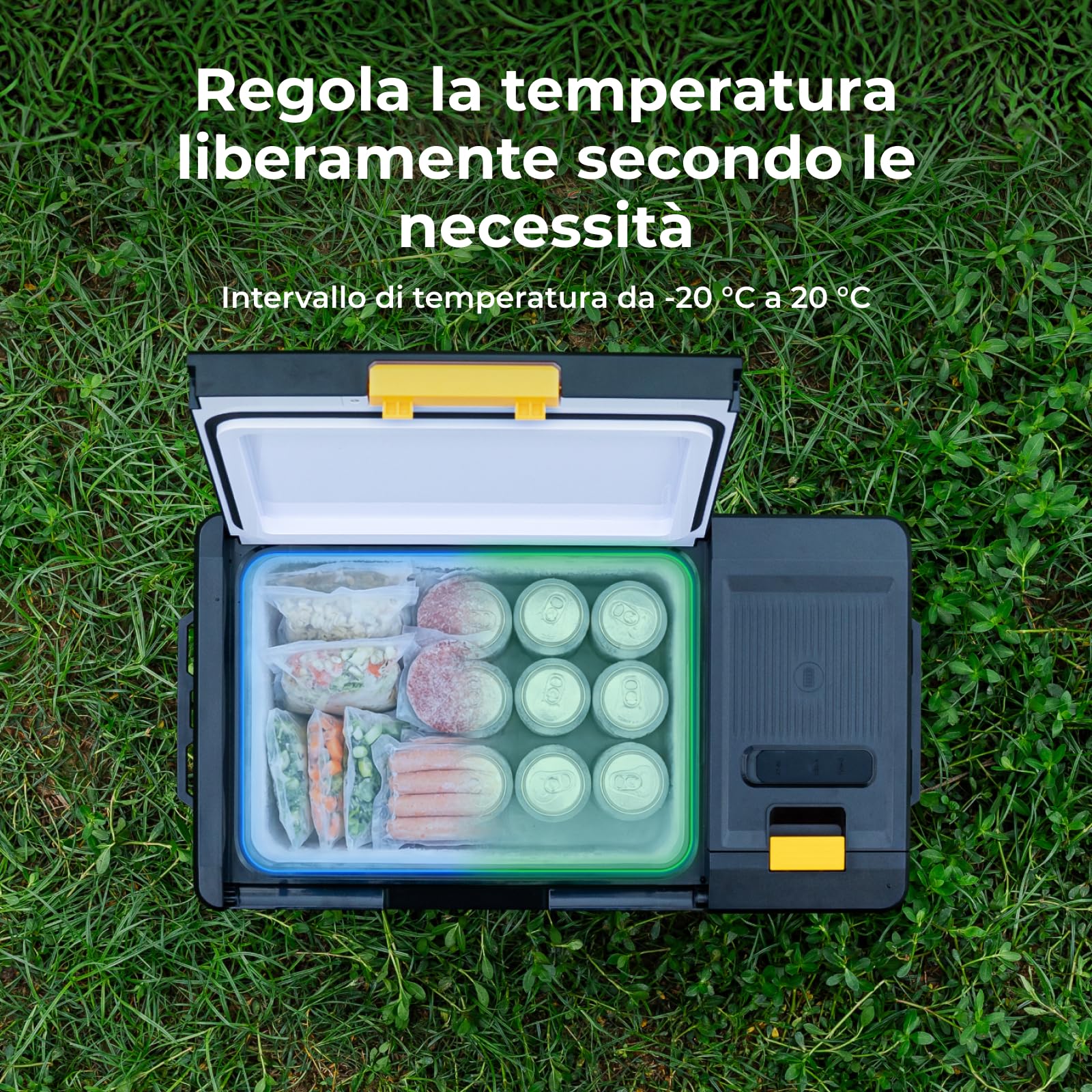 BougeRV CRX3 Frigo Portatile 22L, 22 Litri (-20℃ ~ 20 ℃), 12/24 V CC & 110-240 V CA, Frigorifero per Auto, Frigo a Compressore 12V, Frigorifero Portatile per Campeggio, Viaggi, Camion