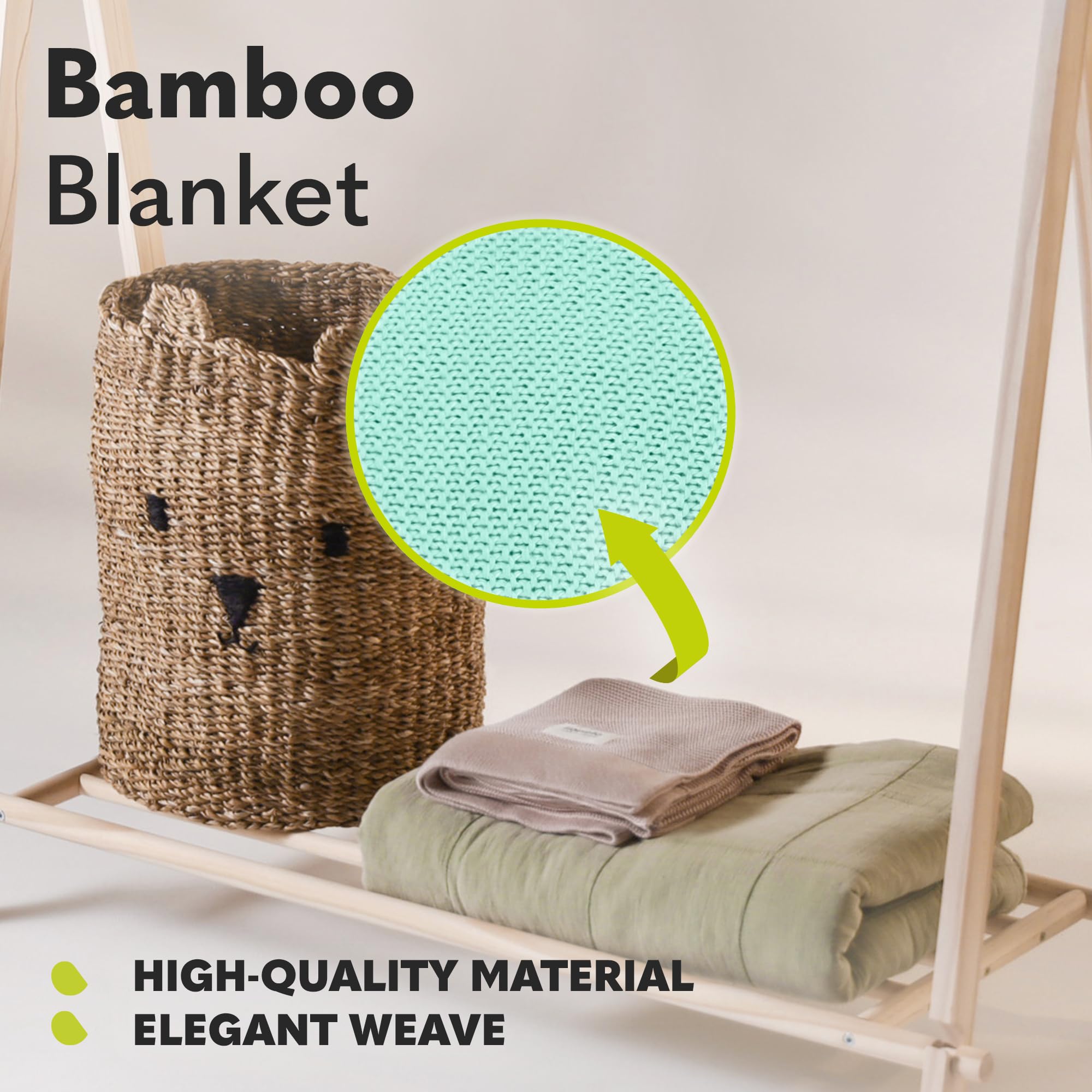 lionelo Bamboo Blanket 100x75cm Lightweight Baby Blanket & Changing pad 100% Cotton Natural Soft Antibacterial Hypoallergenic Antifungal Perfect for yearound comfort Ideal for travel & nursery (Mint) - Image 4