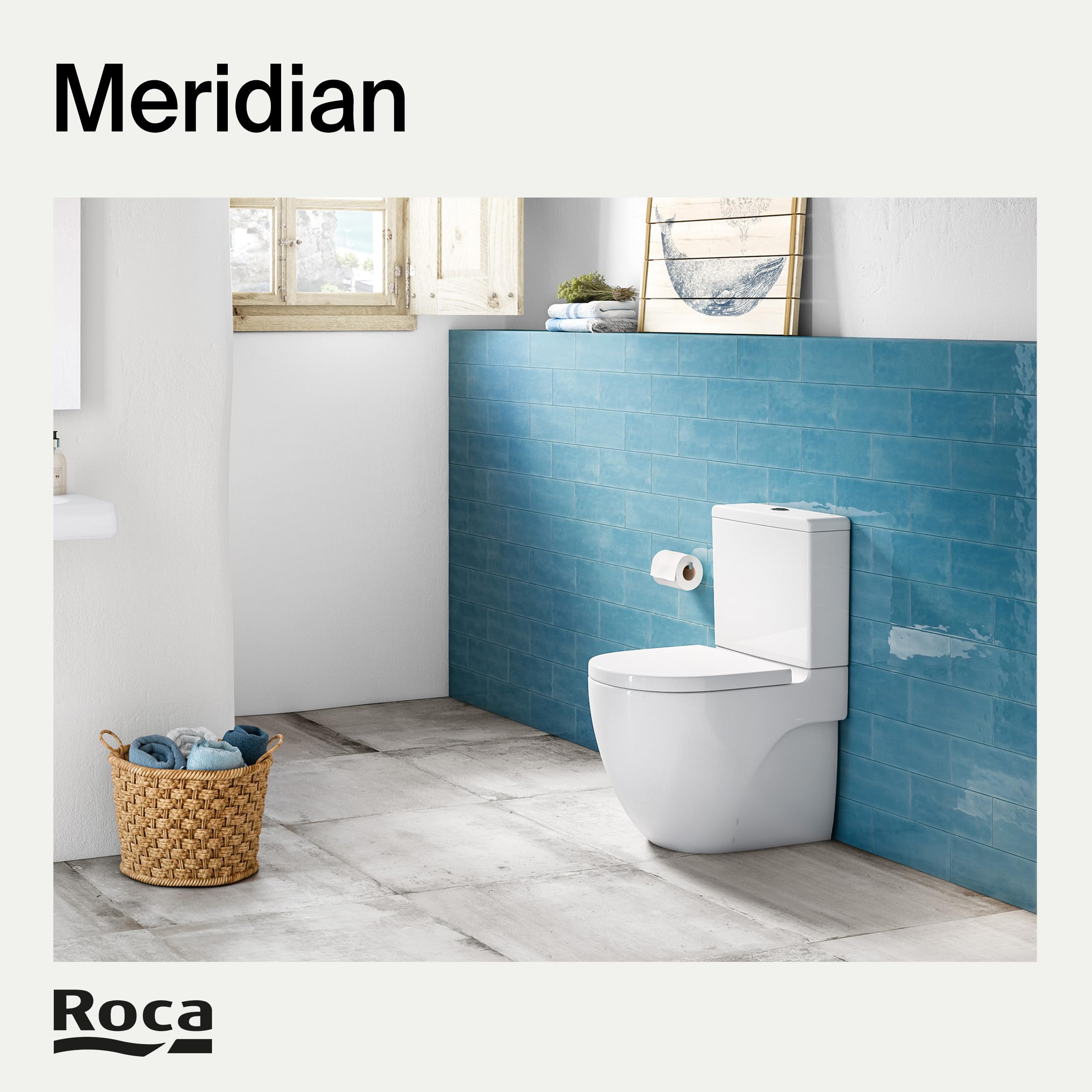 Roca Meridian - Tapa y asiento de Supralit para inodoro compacto con caída amortiguada, tapadera de WC original con ajuste perfecto, recambio de tapa de váter resistente, blanco, A8012AC00B