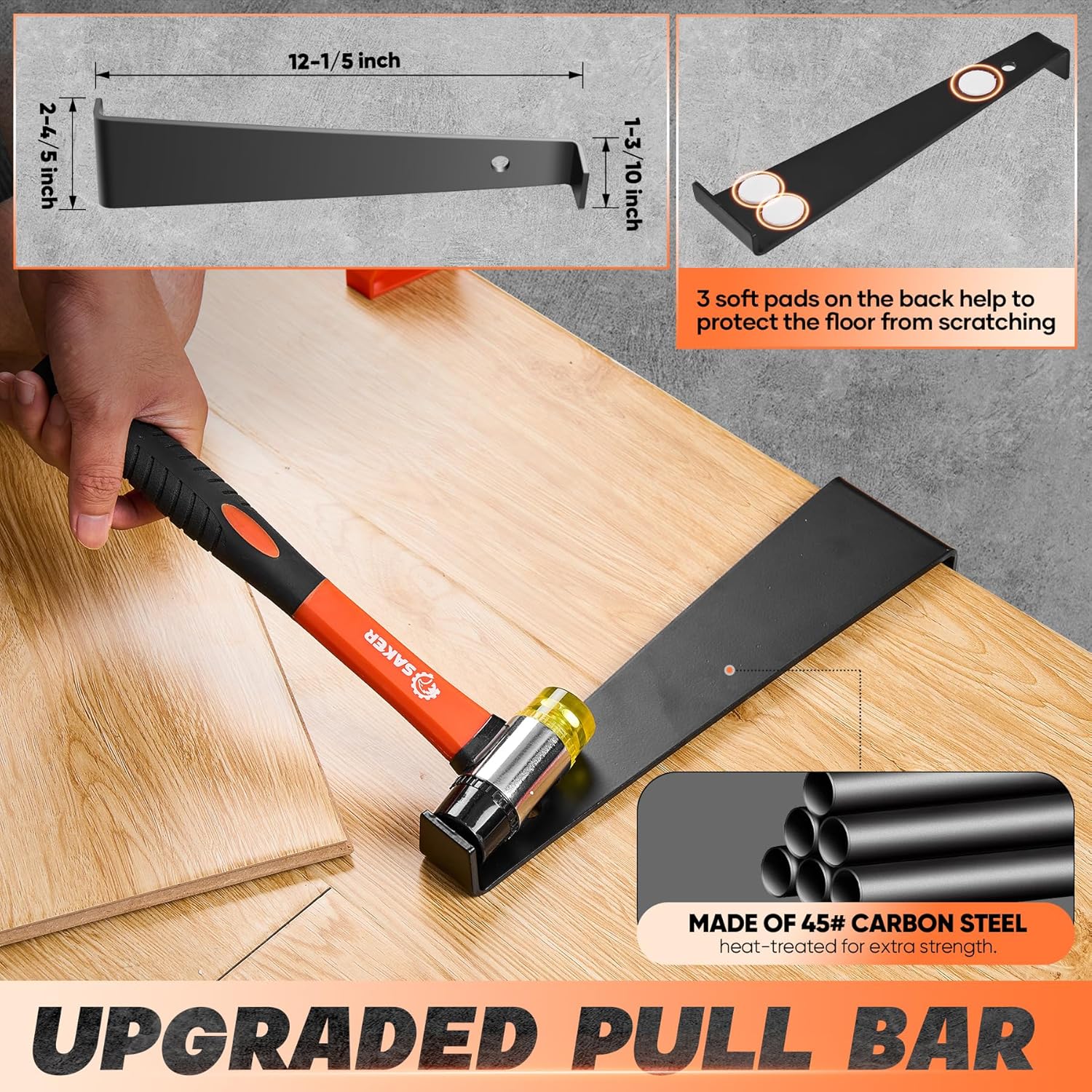 Saker Floor Gap Fixer Tool Kit with Mallet Saker Laminate Flooring Tools