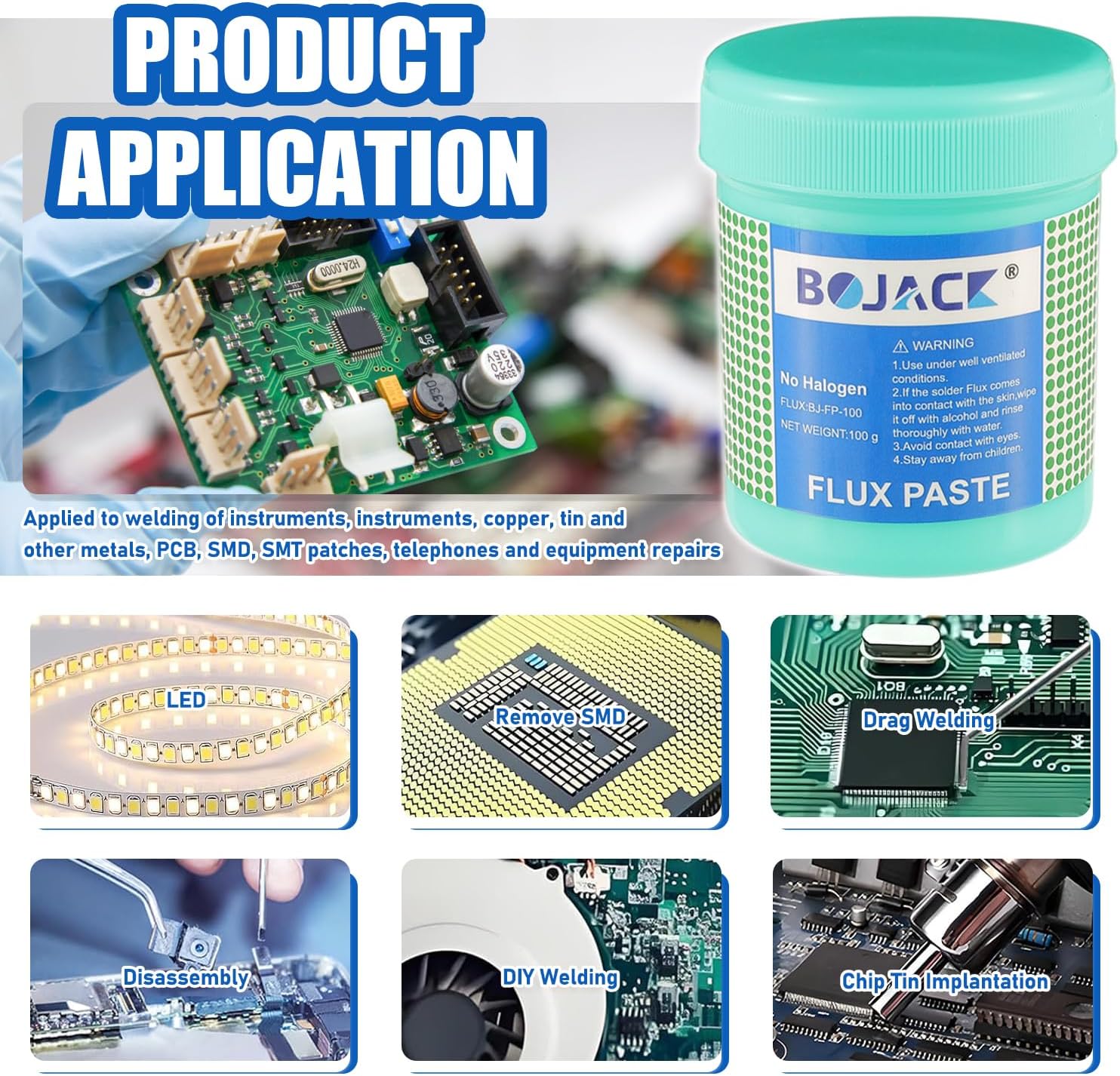 BOJACK Solder Paste Flux No Clean Free Environmentally Friendly Soldering Flux Paste Ideal for CPU Disassembly Assembly Special BGA PCB SMD Repair and Soldering(5.15oz/146g)