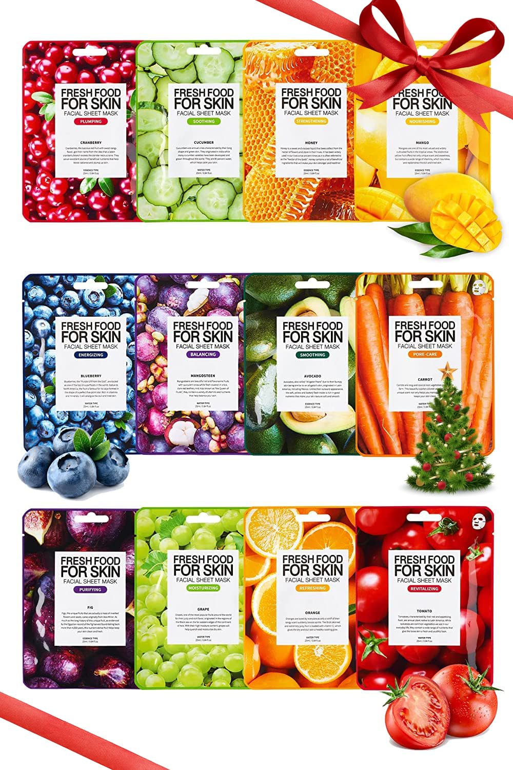 FARMSKIN Organic Face Mask, 12 pcs - Hydrating, Moisturizing, Brightening, Soothing, Cruelty-Free