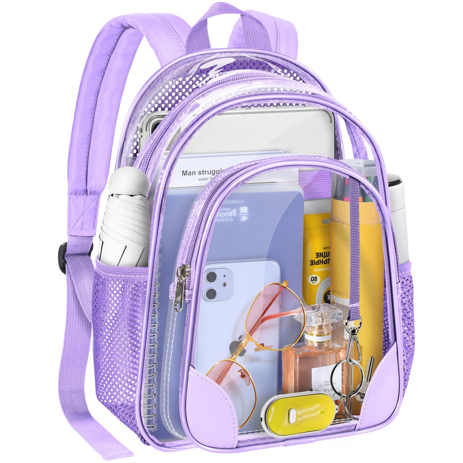 GEAMSAMGEAMSAM Clear Mini Backpack Stadium Approved 12x12x6 Small Heavy Duty Transparent Backpacks