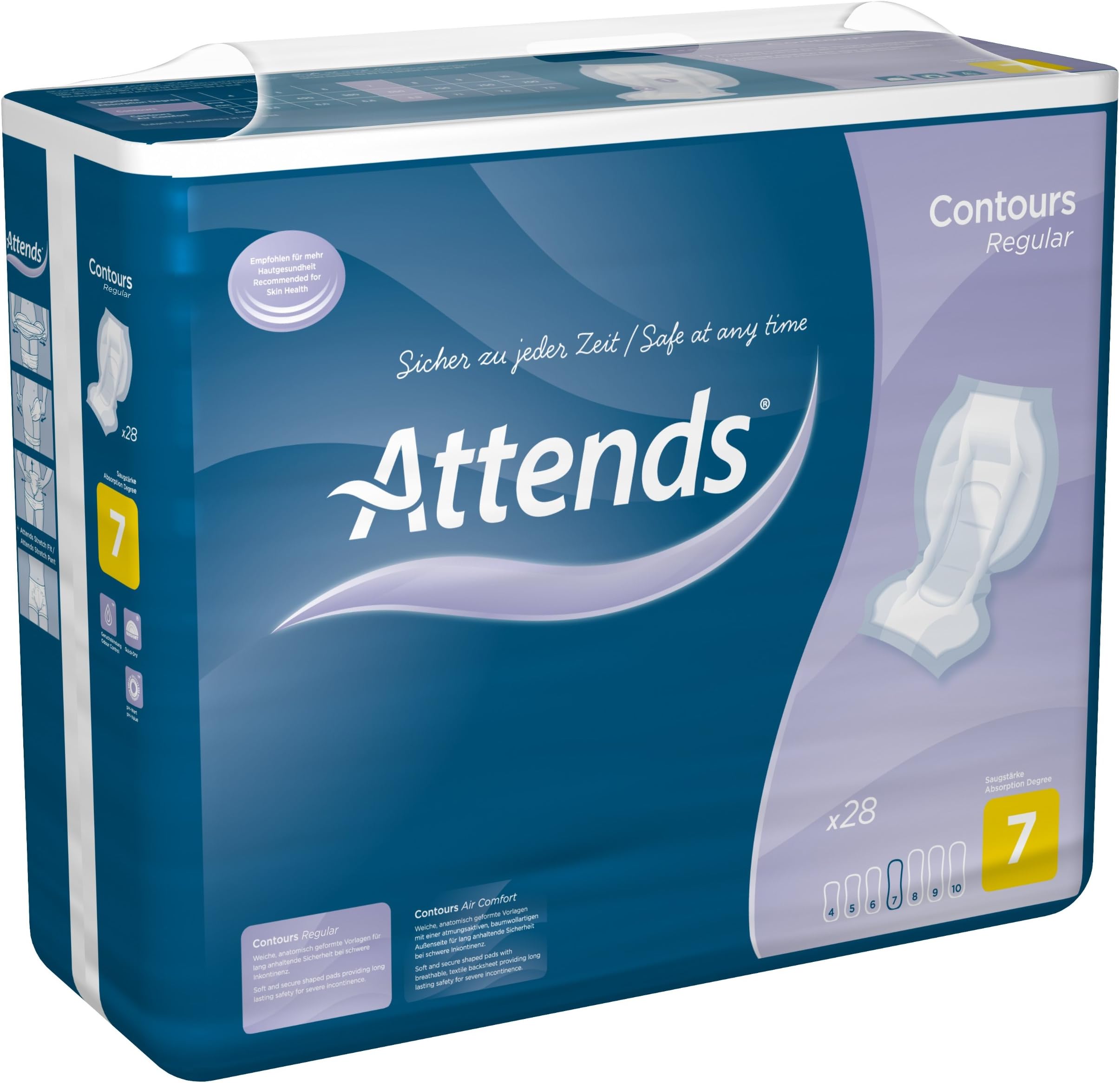 Fleming Medical AT0083 Attends Level 7 Contours Regular Pad, 650mm x 19mm x 6.9mm, Pack of 28