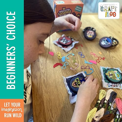 Miniatura 20 de CRAFTILOO Kits de punto de cruz de gatos para principiantes. 5 kits de punto de cruz estampados para niños. Kits de punto de cruz