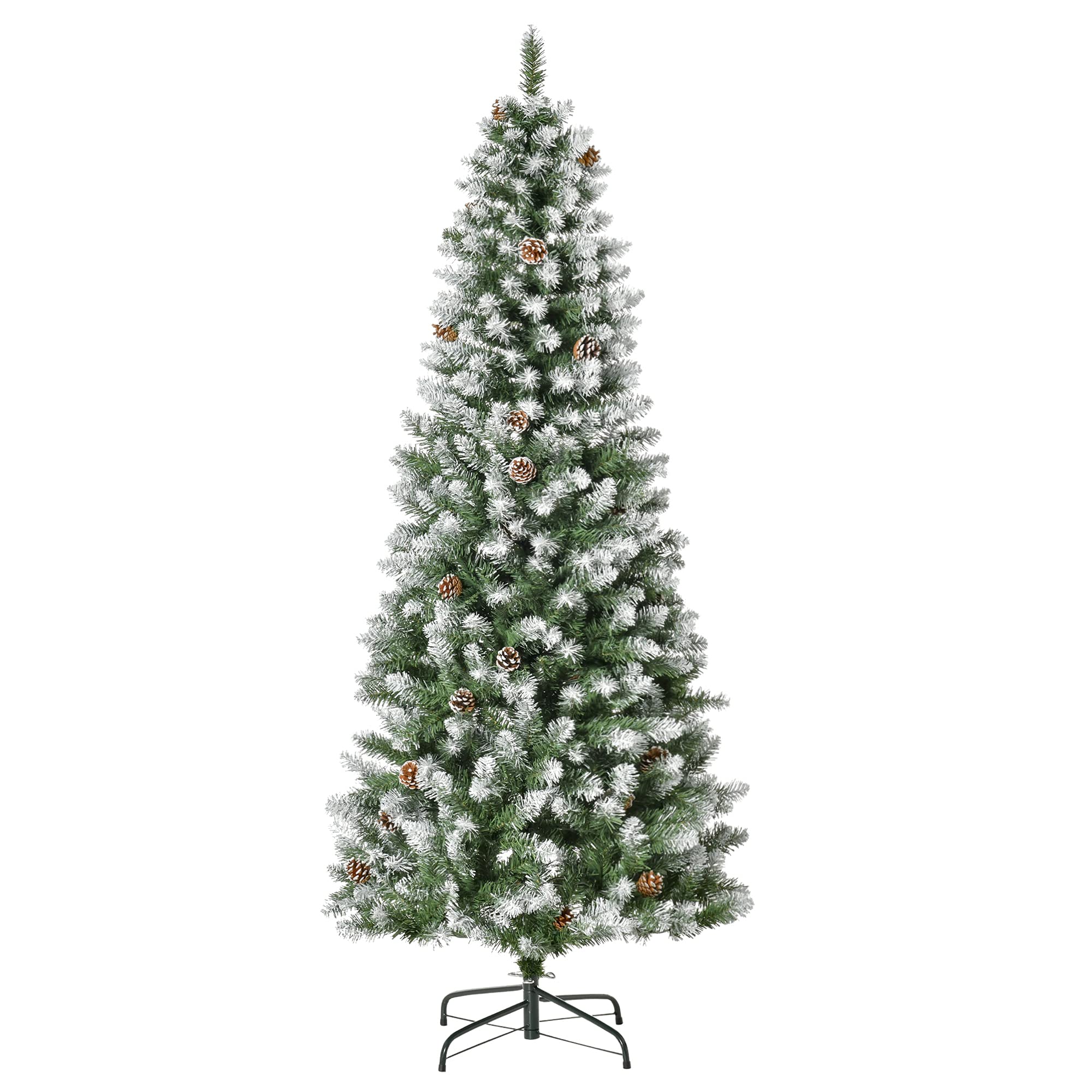 HOMCOM Árbol de Navidad 180 cm Árbol de Navidad Grande con 630 Puntas 37 Piñas Base Plegable y Soporte de Acero para Decoración de Interior Verde