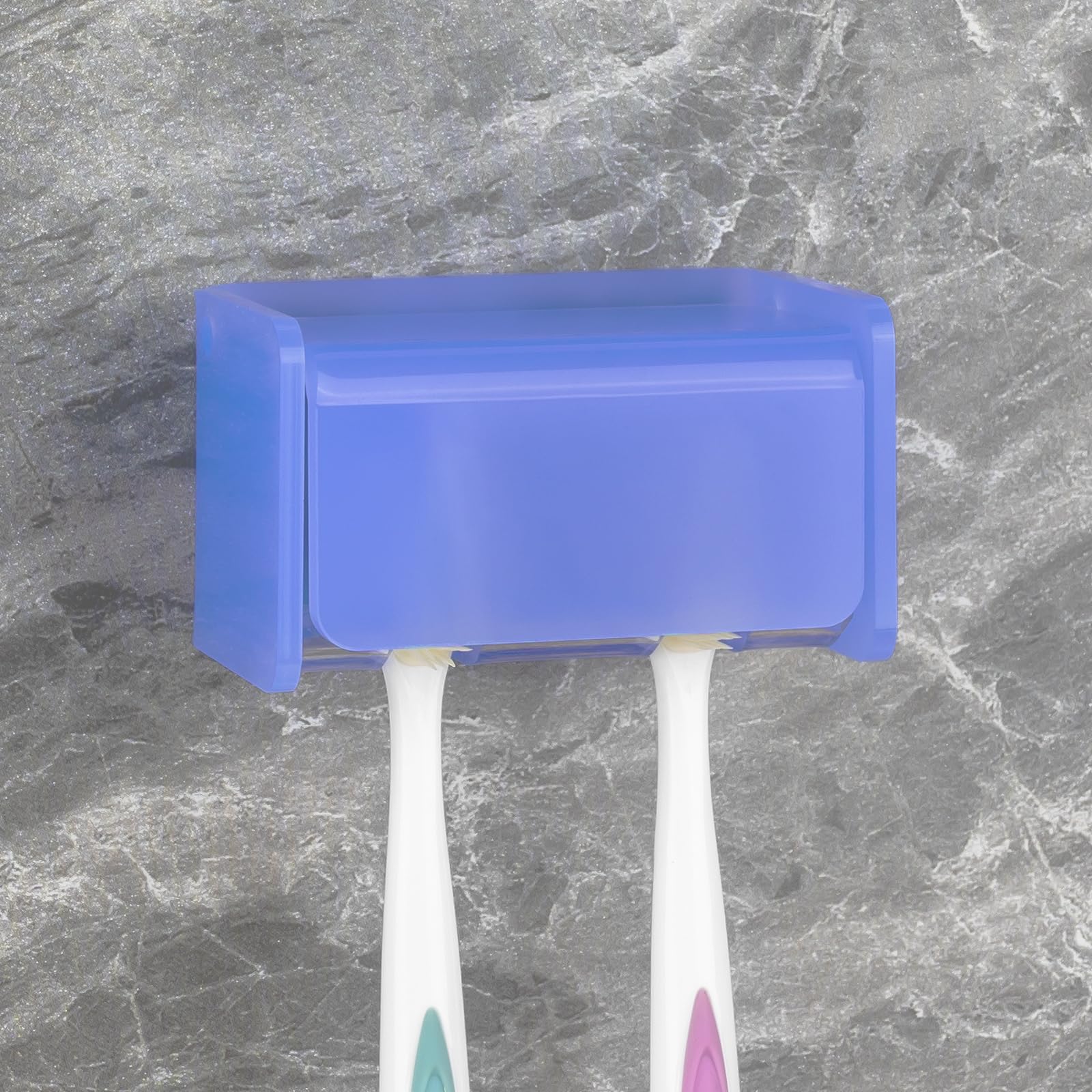 Wandmontierter Zahnbürstenhalter Mit Abdeckung – 2 Schlitze, Selbstklebend, Für Bad & Dusche