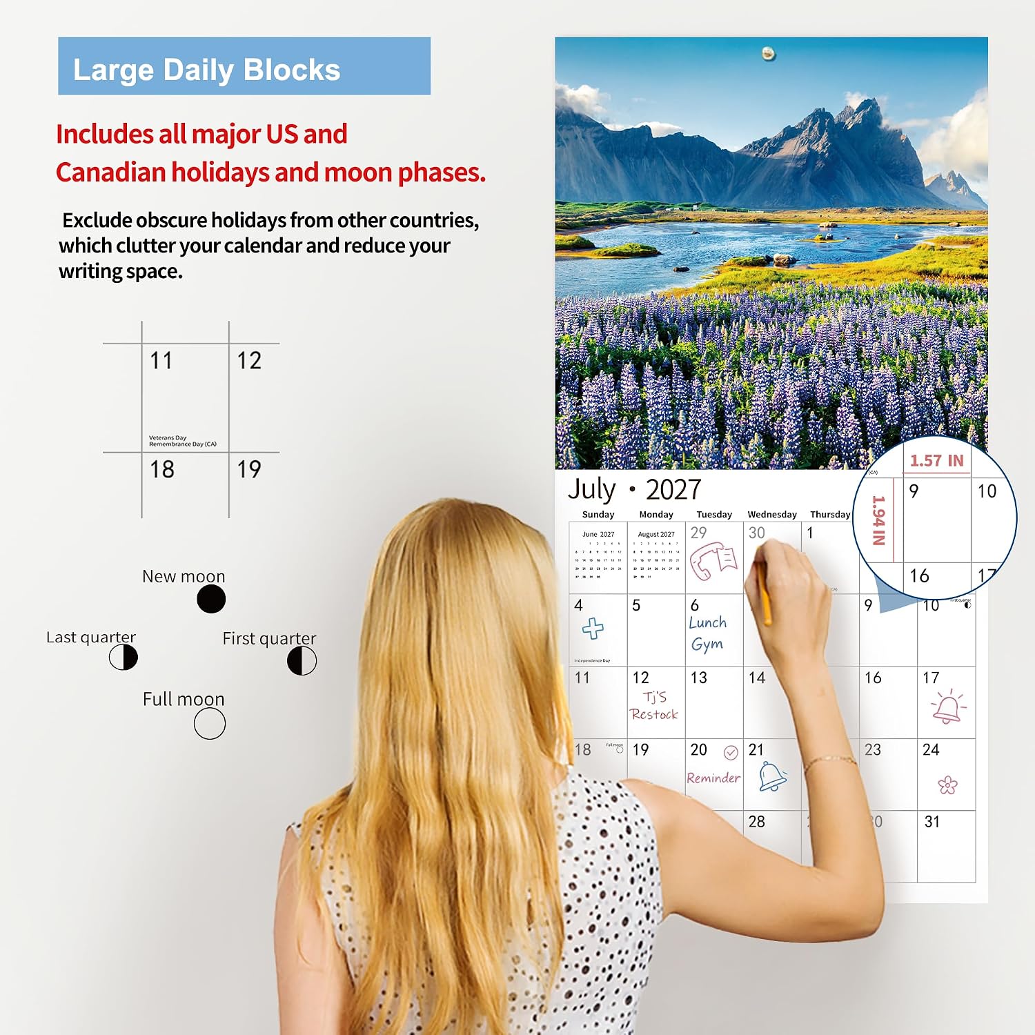 2026-2027 Wall Calendar,Calendar 2026, November 2026 - December 2027, Wall Calendar Rocky Mountain Wonders, 12" x 24" Opened, Thick Paper, Large Writing Blocks, Hanging Monthly Calendar for Home, Office & School Planning image 5