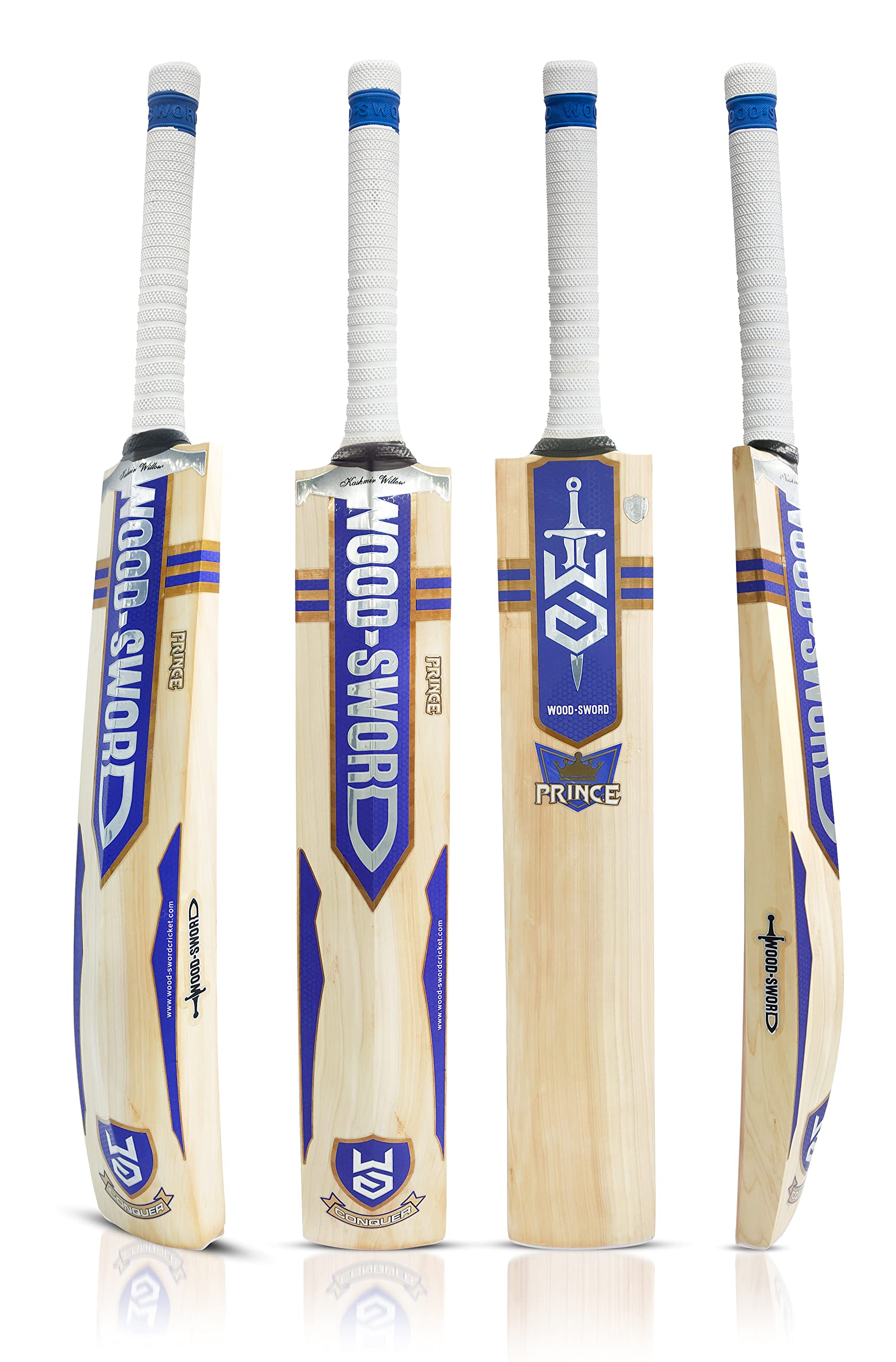 WOOD-SWORD | Prince 2.0 | Kashmir Willow - Grade 2 | Cricket Bat | Blue Gold