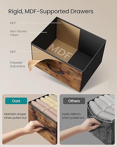 Miniatura 5 de SONGMICS Dresser for Bedroom, Chest of Drawers, Steel, MDF, 4 Non-Woven Fabric Drawers, Storage Organizer Unit, Closet, Entryway, Rustic Brown and