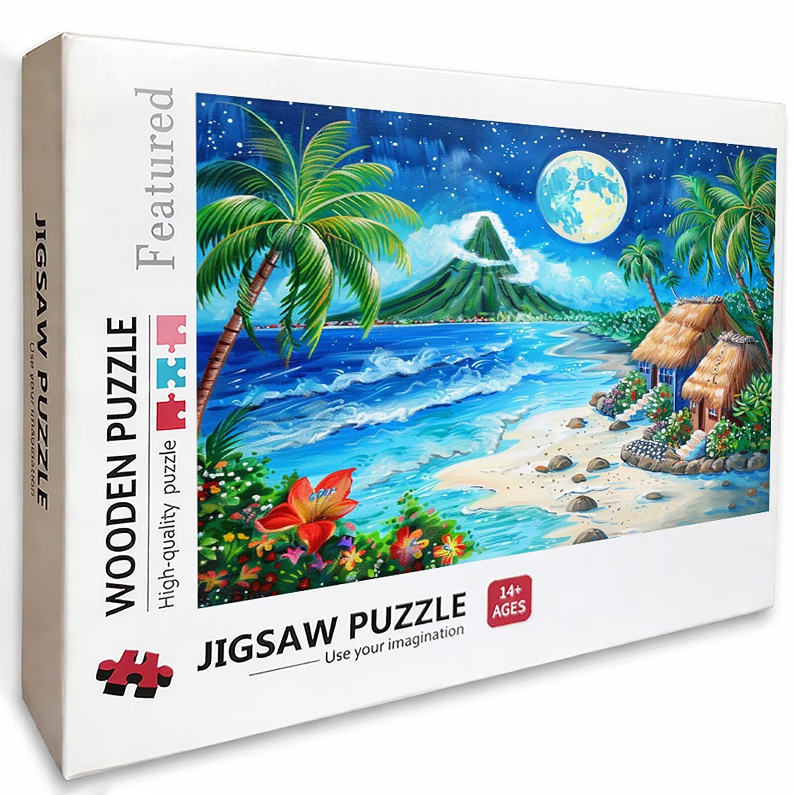 Puzzle 2000 elementów dla dorosłych, księżyc, drewniane puzzle, 99 x 71 cm, części ściśle do siebie pasują, dla mężczyzn, kobiet, starszych seniorów, relaks i odstresowanie, prezenty, dekoracja