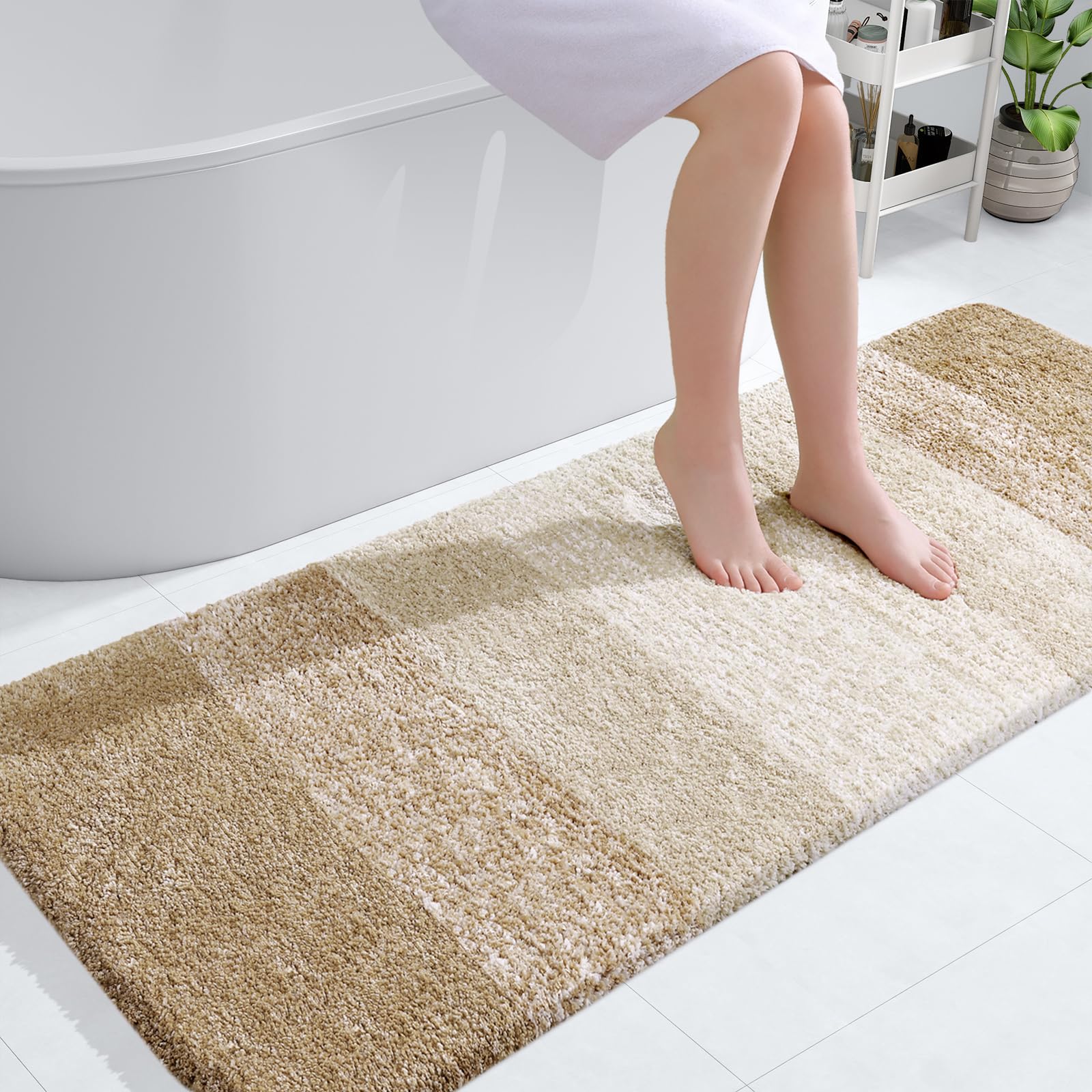 OLANLY Bathroom Runner Rugs 54x24, Extra Soft Absorbent Microfiber Bath Rugs, Rubber Backing, Quick Dry, Machine Washable Bath Mats for Bathroom Floor