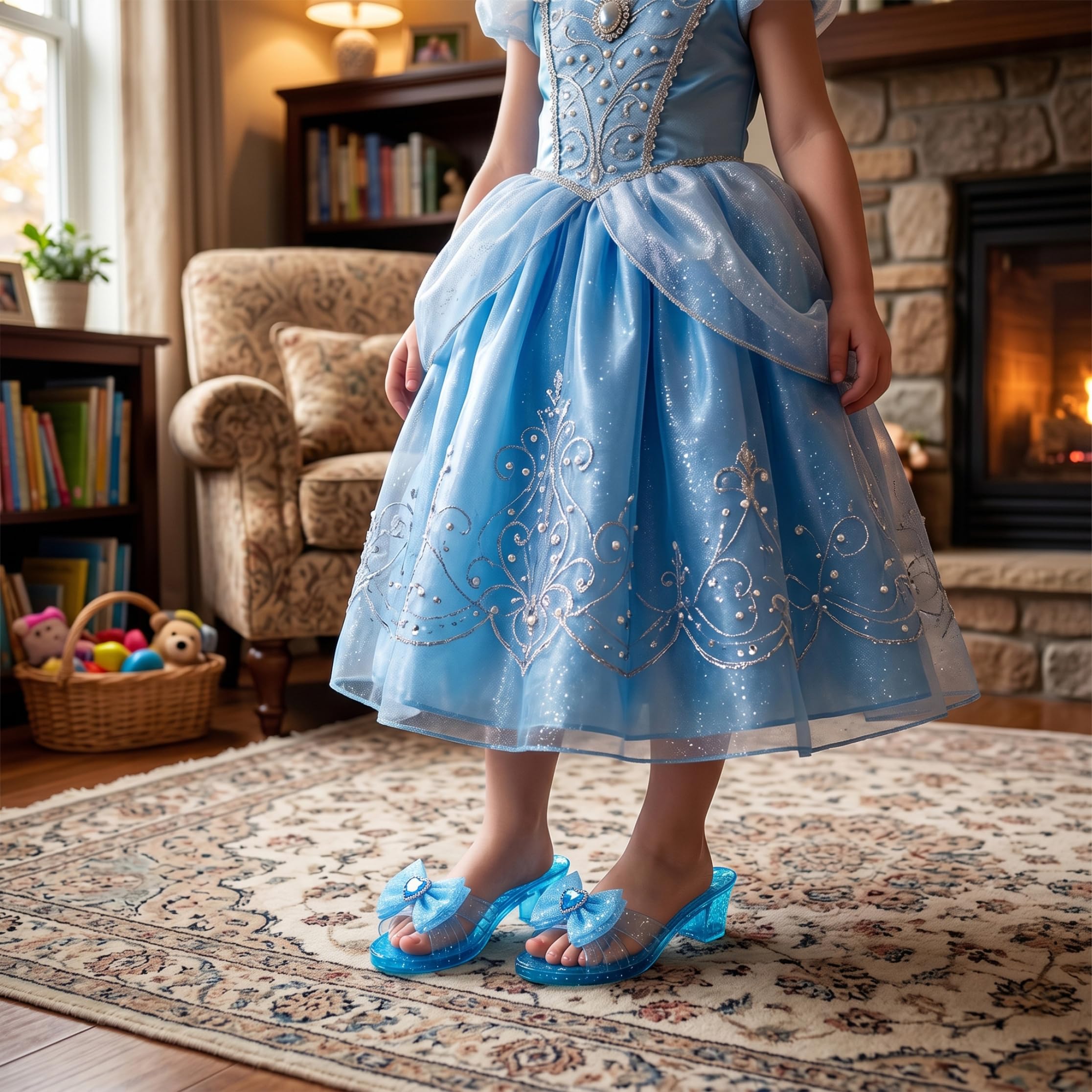 3 Pares de Tacones de Princesa para niñas pequeñas, Zapatos de Vestir Brillantes para niños con Lazos para Juegos de simulación