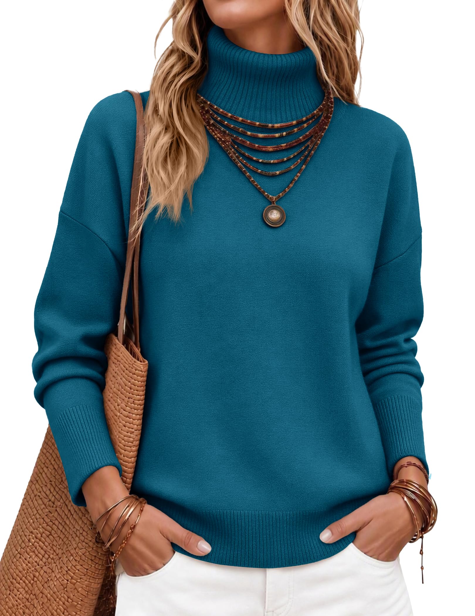Zeagoo Women's Turtleneck Sweater 2026 Fall Winter Chunky Knitted Pullover