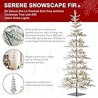 Vista 84 de Glitzhome Prelit Christmas Tree, 6ft Flocked Artificial Christmas Tree Serene Snowscape Fir with 300 Warm White Lights for Home, Office, Party