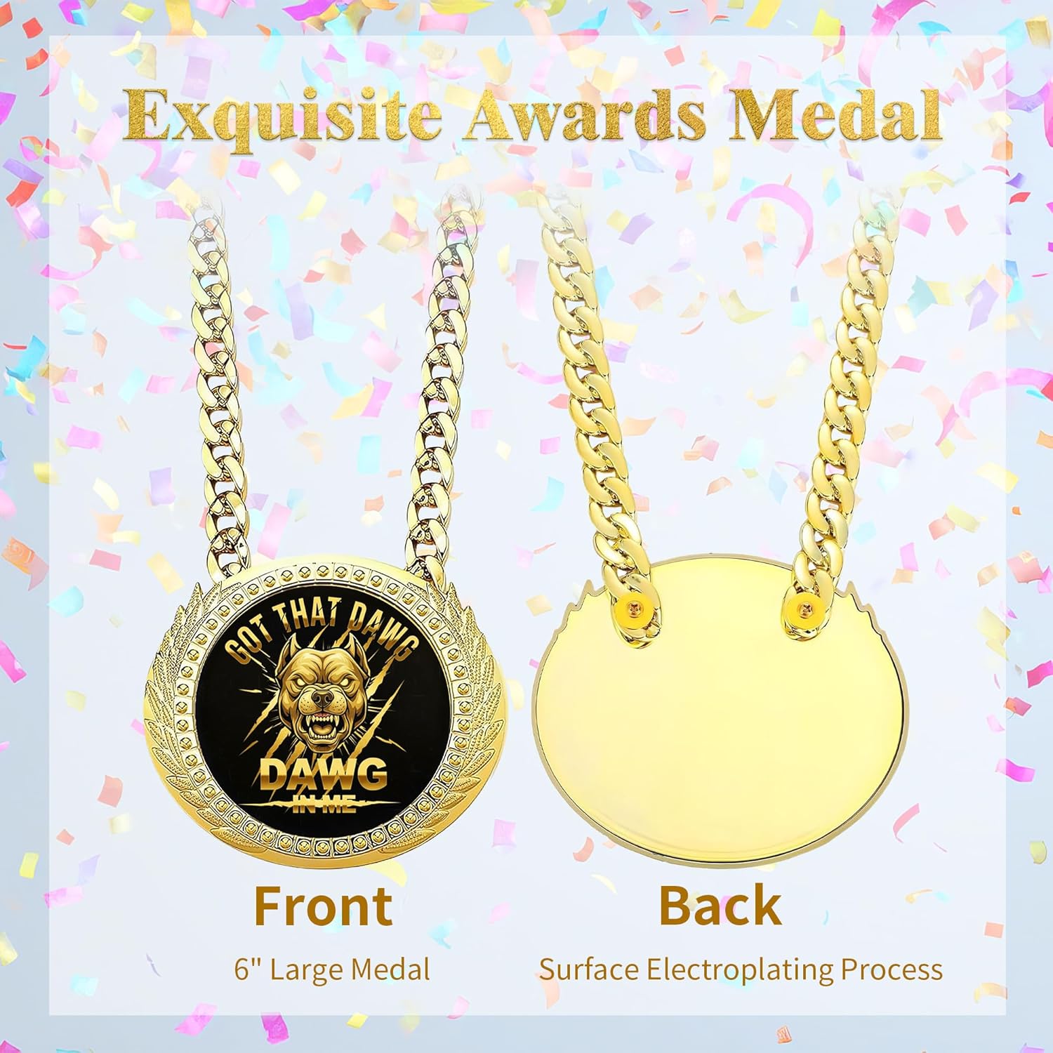 Goutoports Got That Dawg in Me Turnover Chain MVP Medal - 6 Inch Medal Necklace Award for Football MVP, Office Champion Motivational Prize Funny Gag Gifts for Men | Multiple Dog Breed Styles
