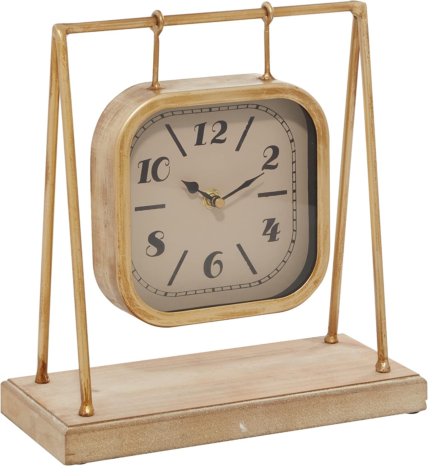 Deco 79 Wood Pendulum Clock with Wood Base, 10" x 5" x 11", Gold