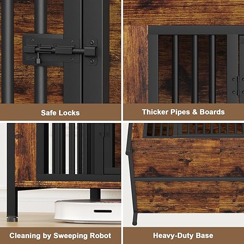 Miniatura 33 de EasyCom - Mueble jaula para 1 o 2 perros, individual o doble, resistente jaula para interiores, base para televisión, grande, 78.74 pulgadas