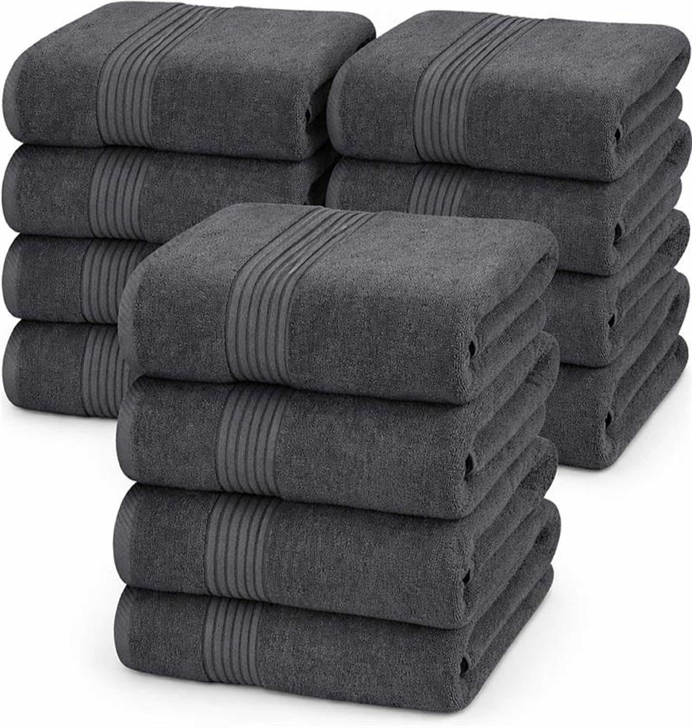 Utopia Towels Luxurious Bath Towels Set, 27 x 54 Inches 100% Ring Spun Cotton, 12 Pack Grey