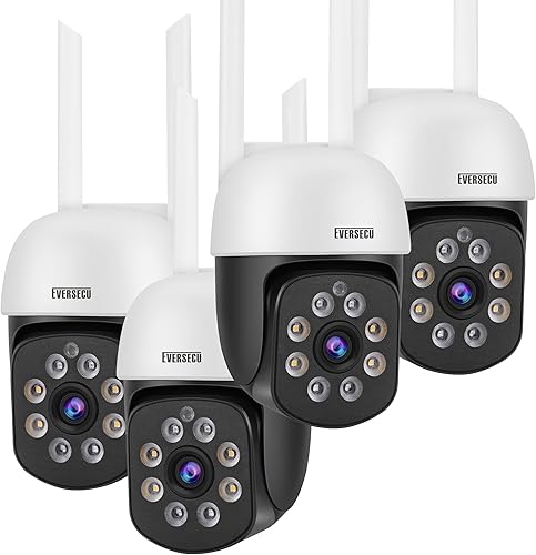 EVERSECU Cámara de seguridad PTZ WiFi para exteriores de 2K 3.0MP, WiFi de 2.4G, seguimiento automático, audio de 2 vías, visión nocturna puntual,