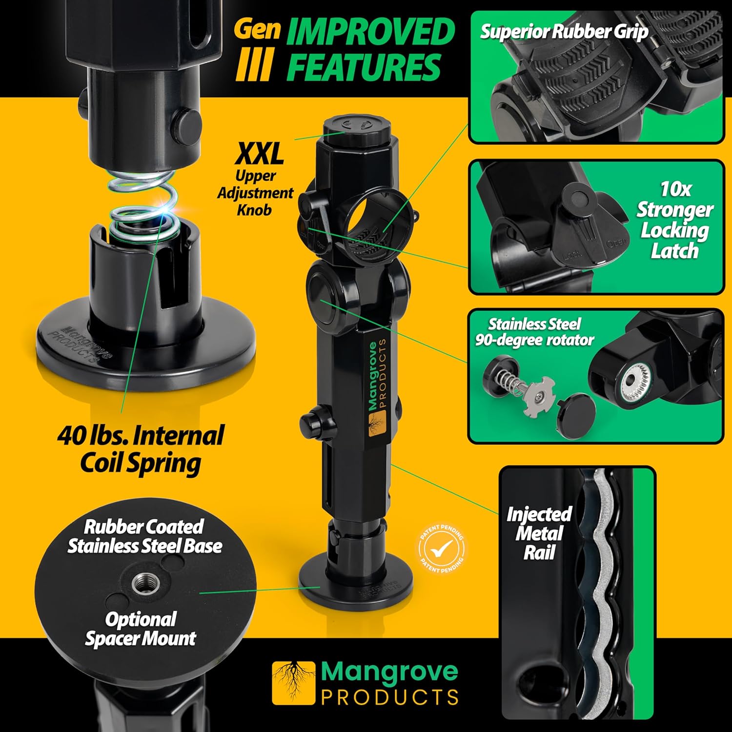 Adjustable Trolling Motor Stabilizer, Vertical Adjust, Universal Fitment for Minn Kota, Rhodan, Motor Guide, No Drilling, Shock Absorber, Boat Accessories, Trolling Motor Support