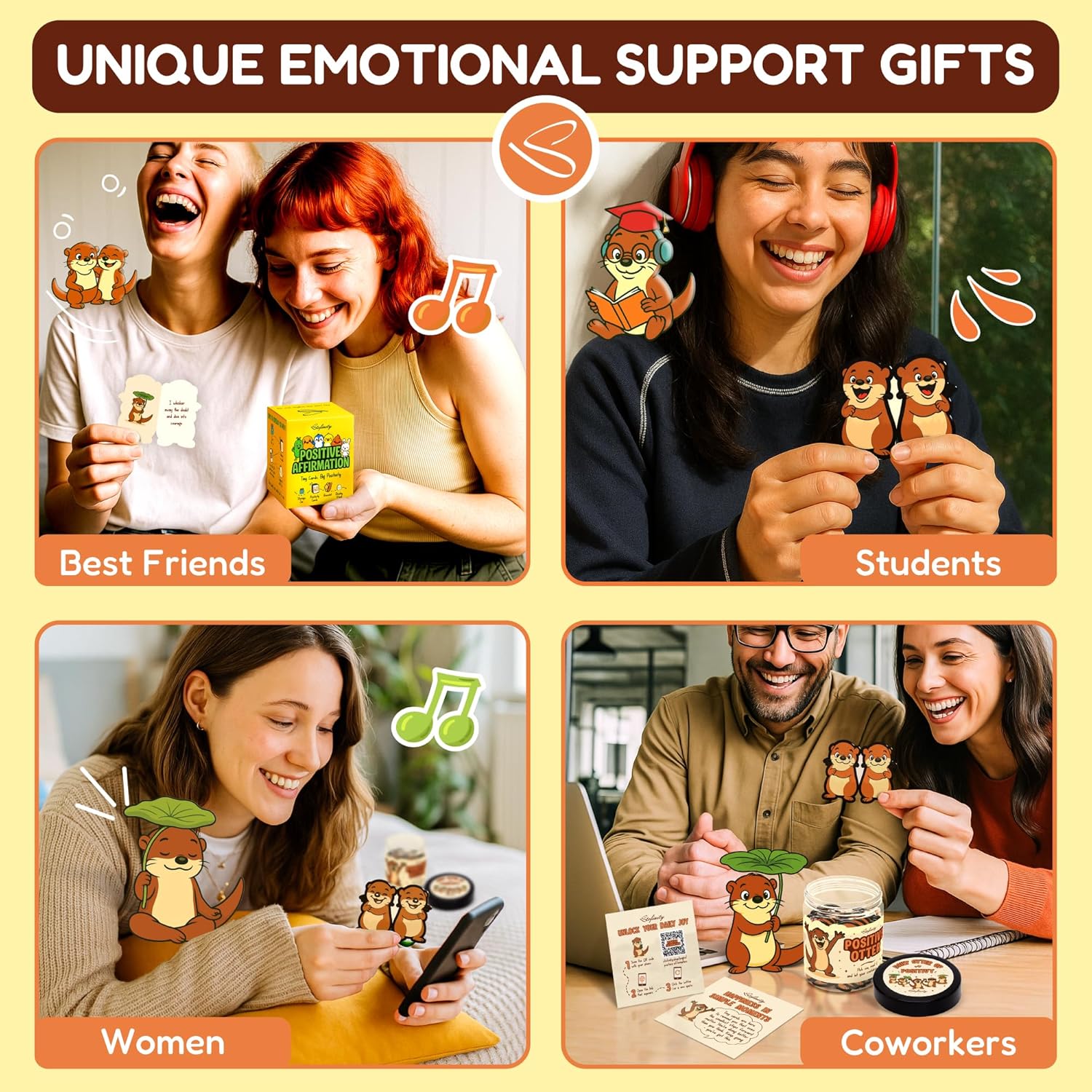 Positive Otter Gifts For Otter Lovers - Daily Affirmation Cards For Women Friend, Coworker Birthday Gift For Men, Inspirational Teen Girl Gifts Emotional Support Otters Desk Accessories - Image 6