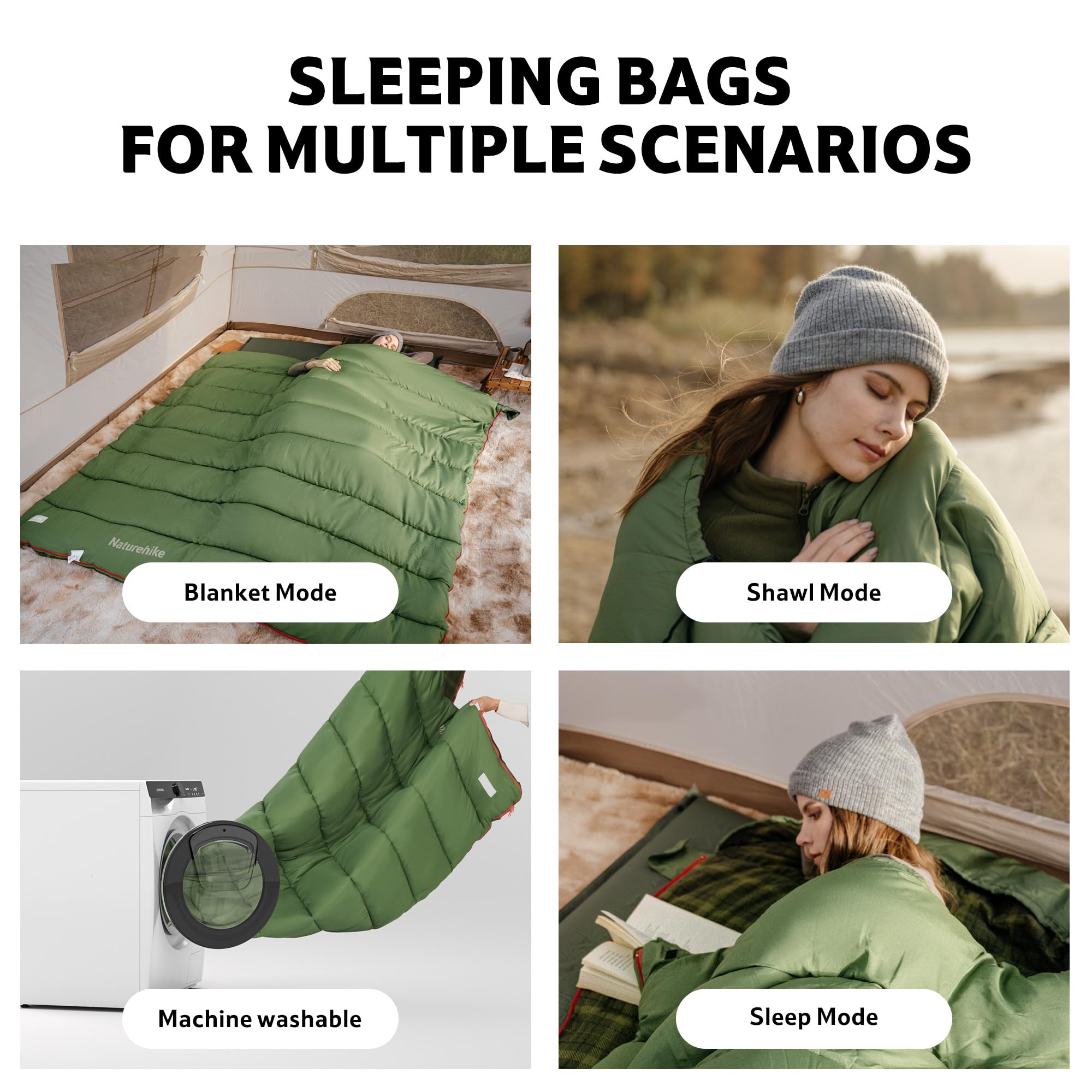 Naturehike Flanell-Schlafsack, groß und hoch, für Erwachsene, Schlafsack für kaltes Wetter für alle Jahreszeiten, XXL-Schlafsäcke für Camping, Wandern, Jagd, inklusive Kompressionssack