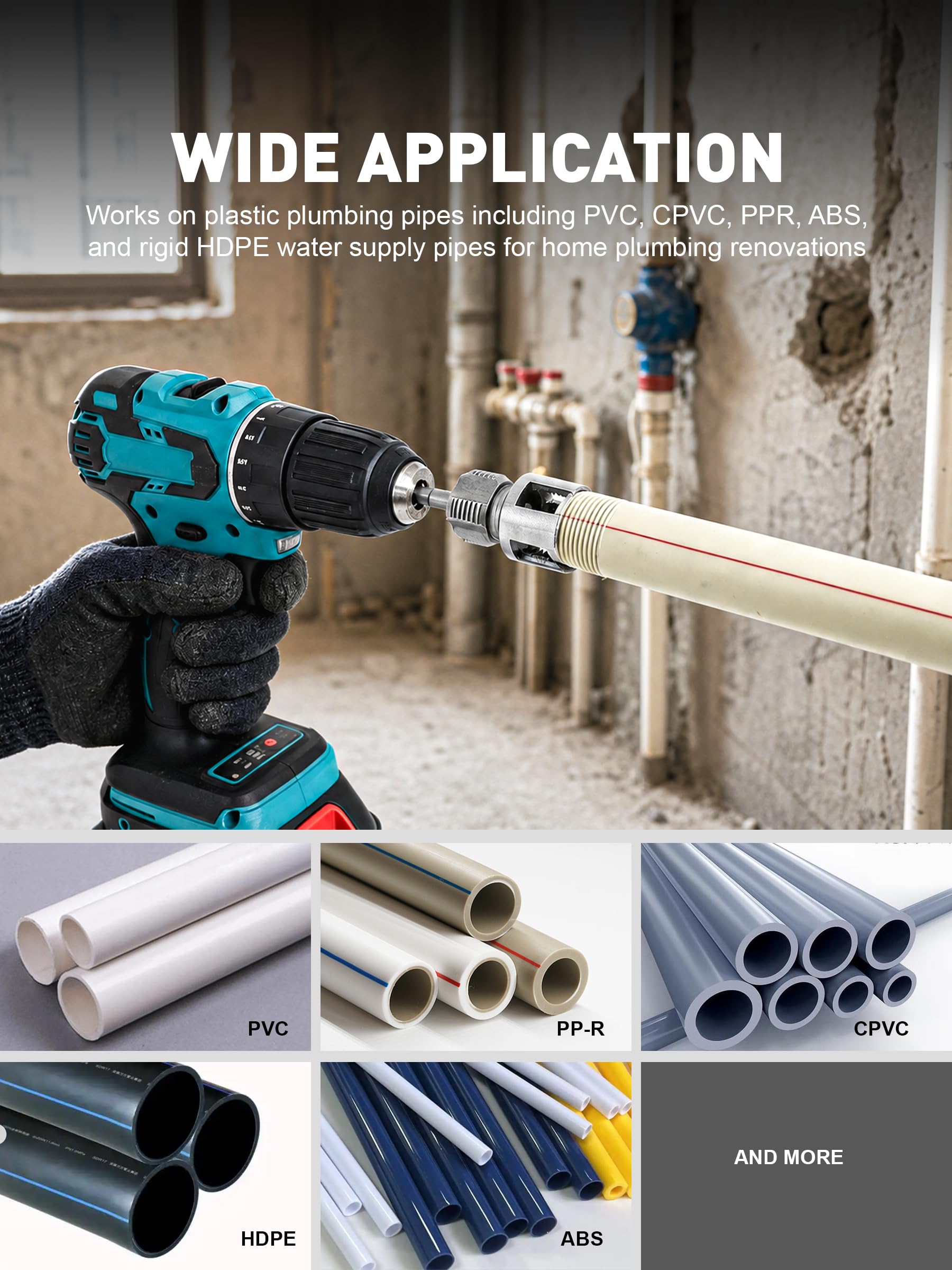 PVC Pipe Threader Kit - 3-in-1 for Plumbing -6