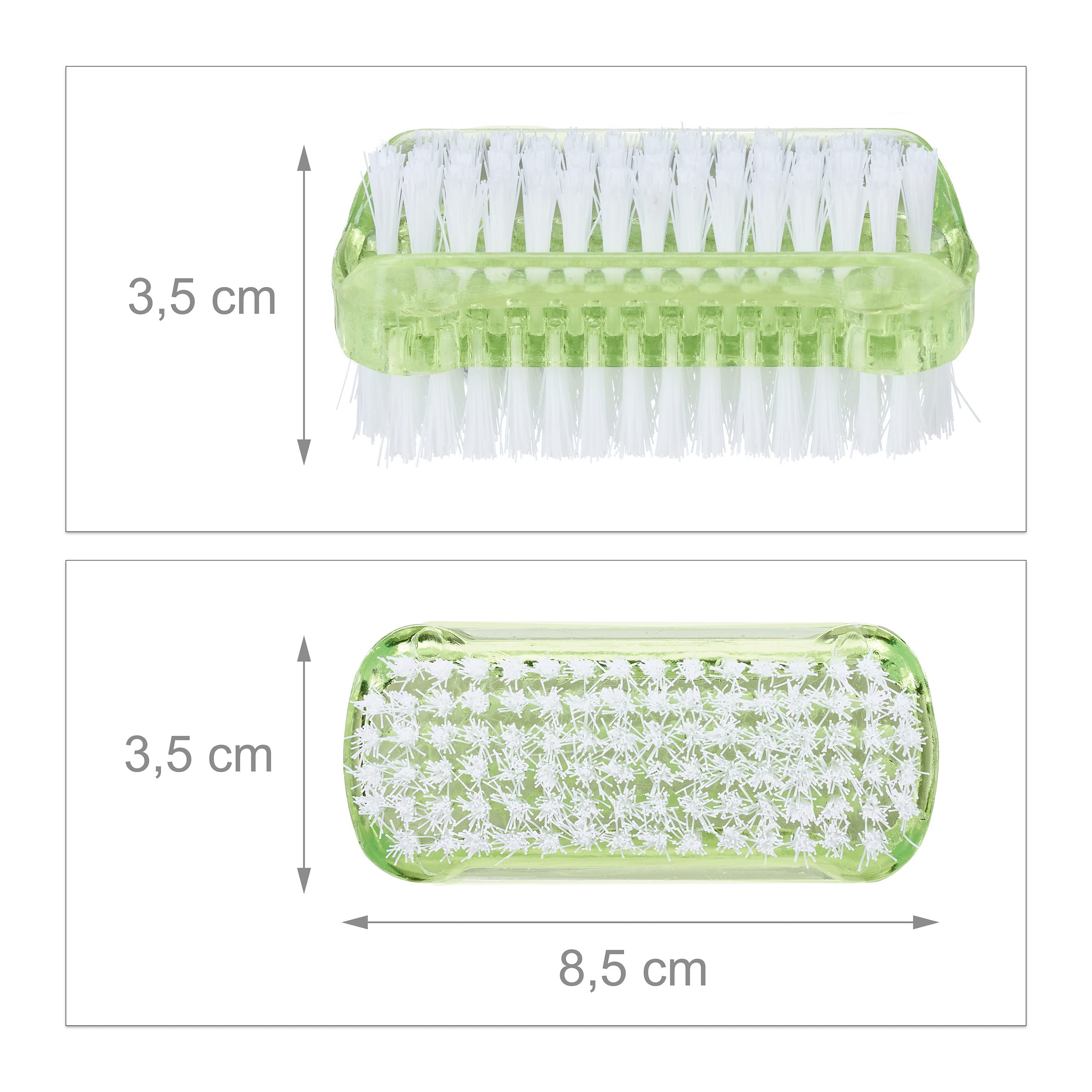 Relaxdays Zestaw 8 pędzli do paznokci, dwustronna szczotka ręczna z twardym włosiem, tworzywo sztuczne, wymiary: 3,5 x 8,5 x 3,5 cm, kolorowa
