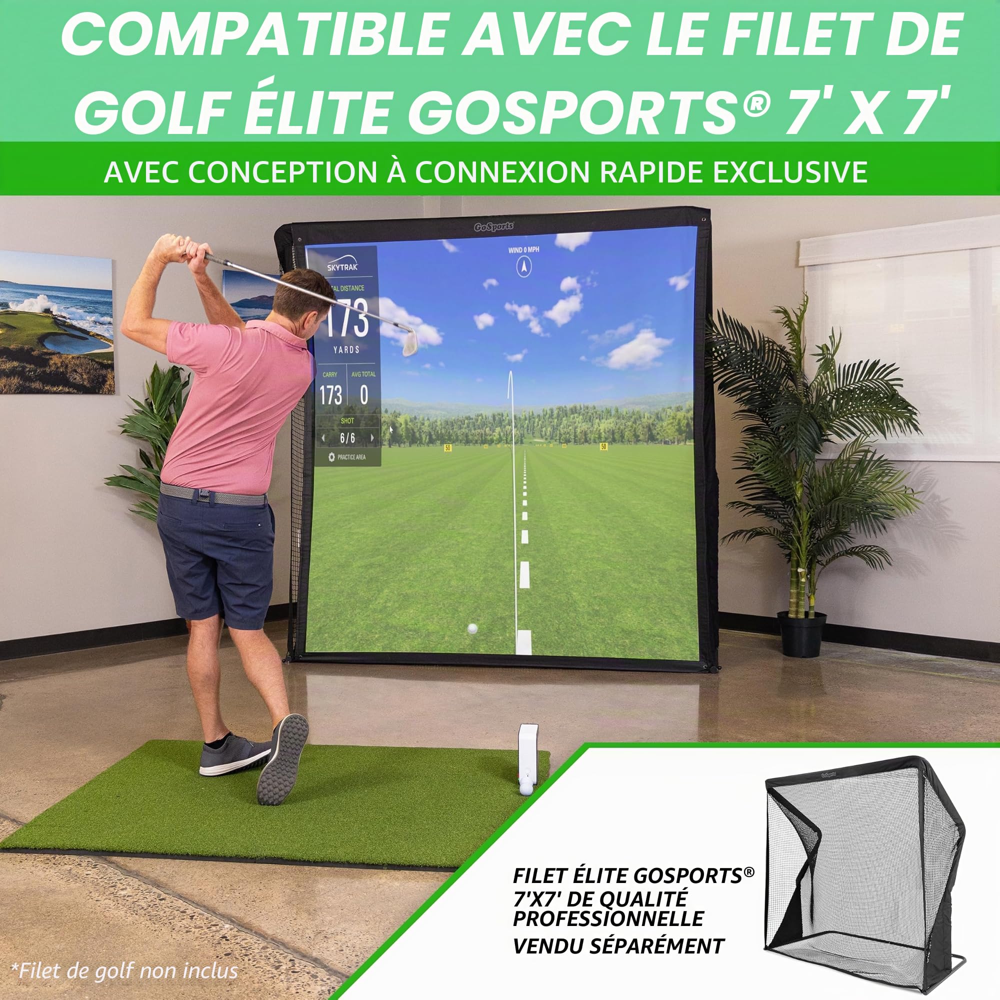 GoSports Écran d'impact pour simulateur de Golf – Choisissez la Taille
