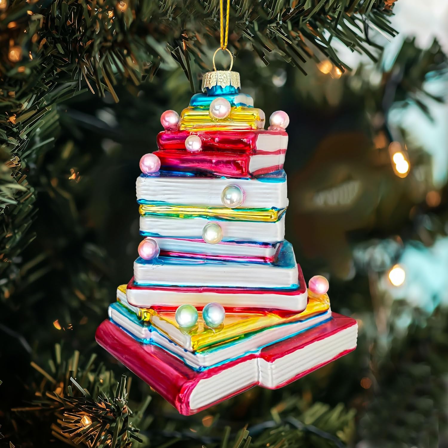 Christmas Book Tree 3D Glass Ornament, Book Tree Glass Ornament, Book Lover Gift, Bookworm Gifts, Xmas Winter - Image 5