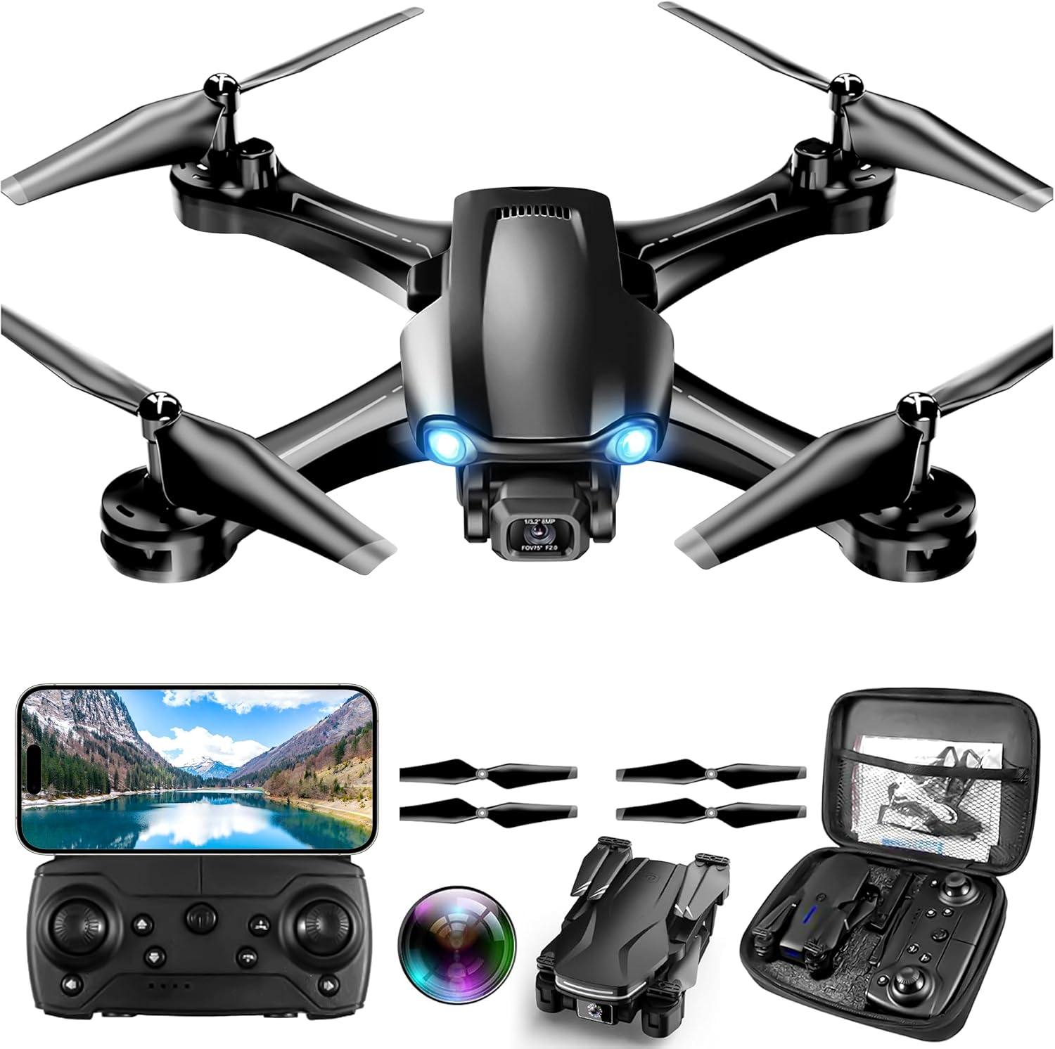 Drones with Camera for Adults 1080p Beginners Altitude Hold, One-Key Takeoff/Landing, 3 Speed Modes, Headless Mode,Foldable & Portable, Best Gifts for Beginners, Ages 14 and Up
