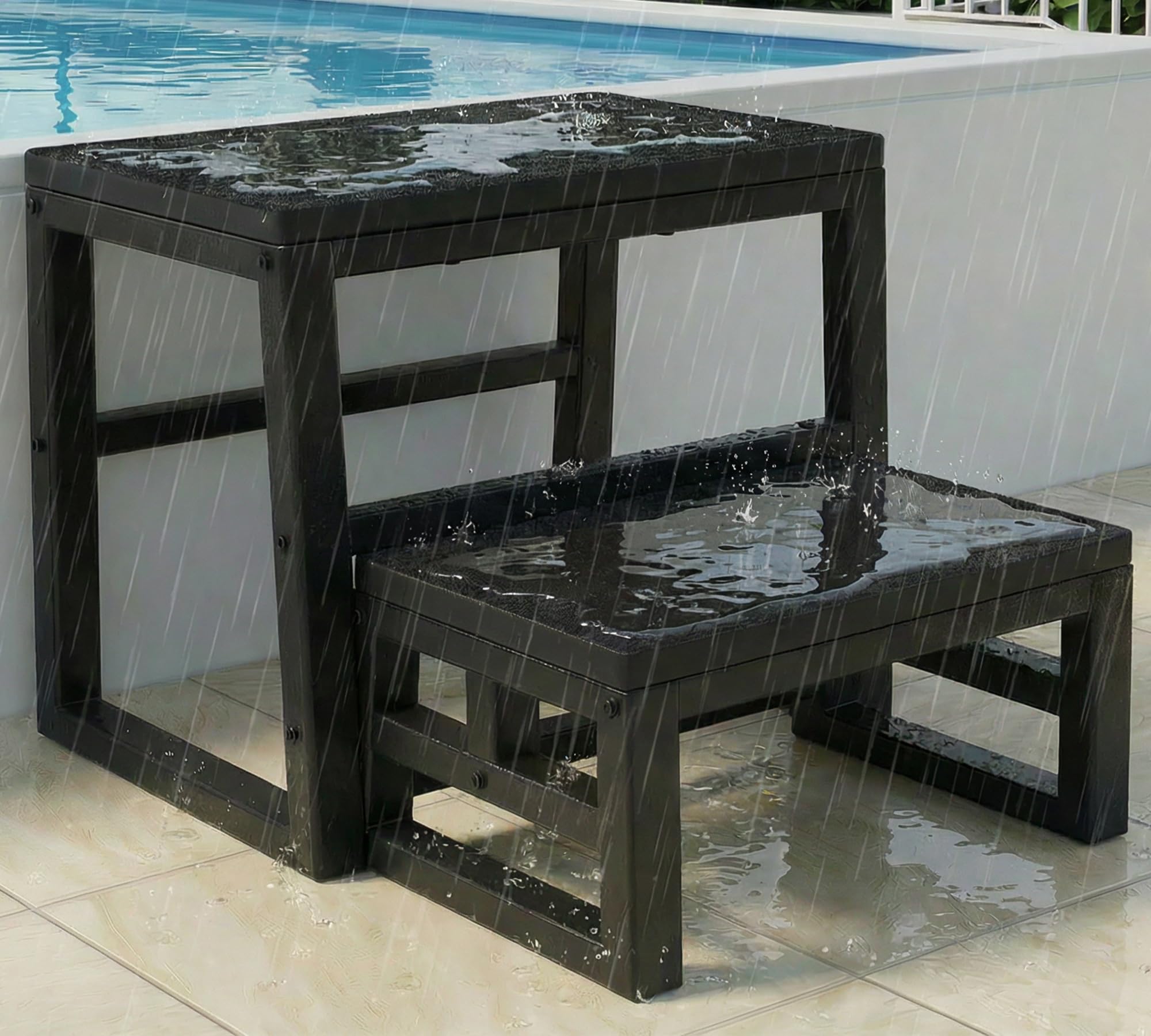 Taburete 3 en 1 impermeable de polietileno de alta densidad con pies antideslizantes para cocina y baño