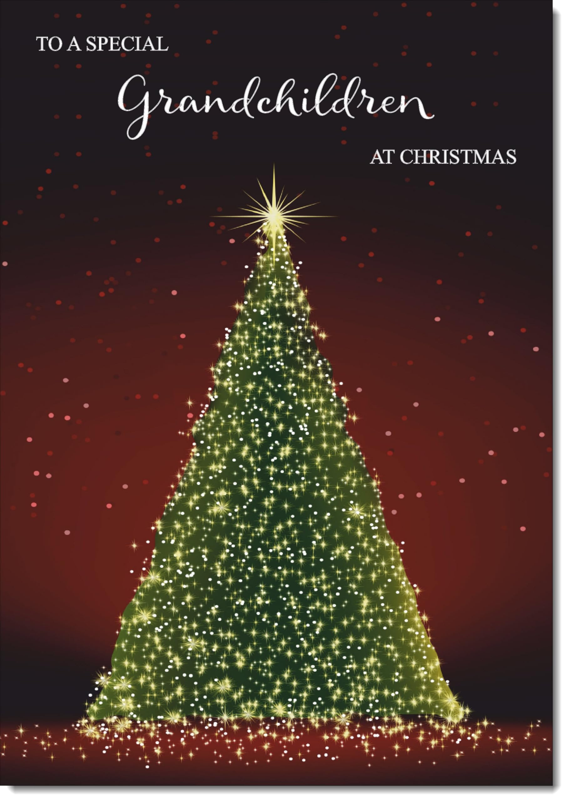 doodlecards Grandchildren Christmas Card Green Christmas Tree Large A4 Size Christmas Card for Grandchildren with Plain Envelope — image 1