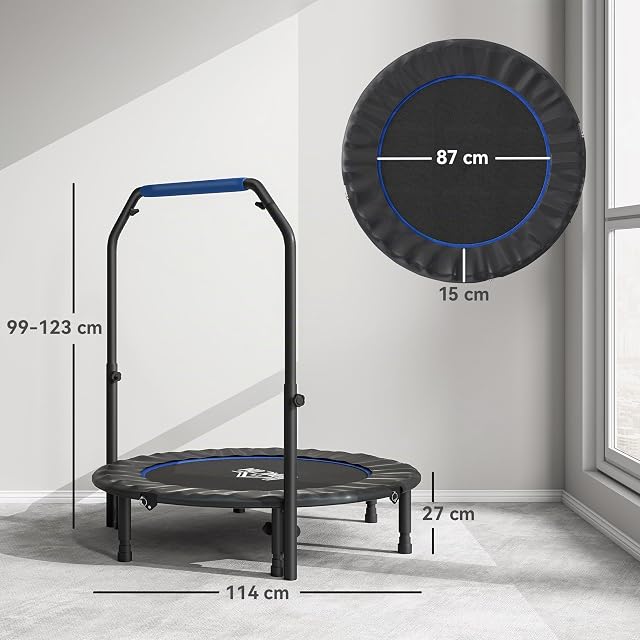 Foto 7 de 8 de HOMCOM Trampolín de Fitness Adultos Ø114 cm Plegable Azul y Negro