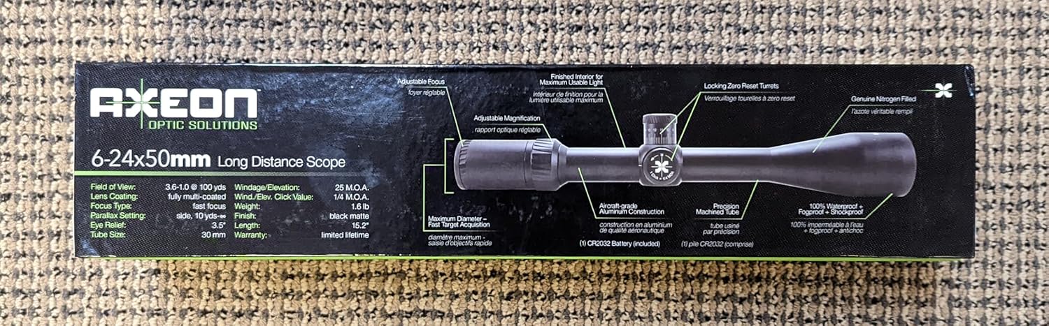 Axeon 4-16x50 SF IGF Long Range Shooting Rifle Scope with Red or Green Illuminated Reticle